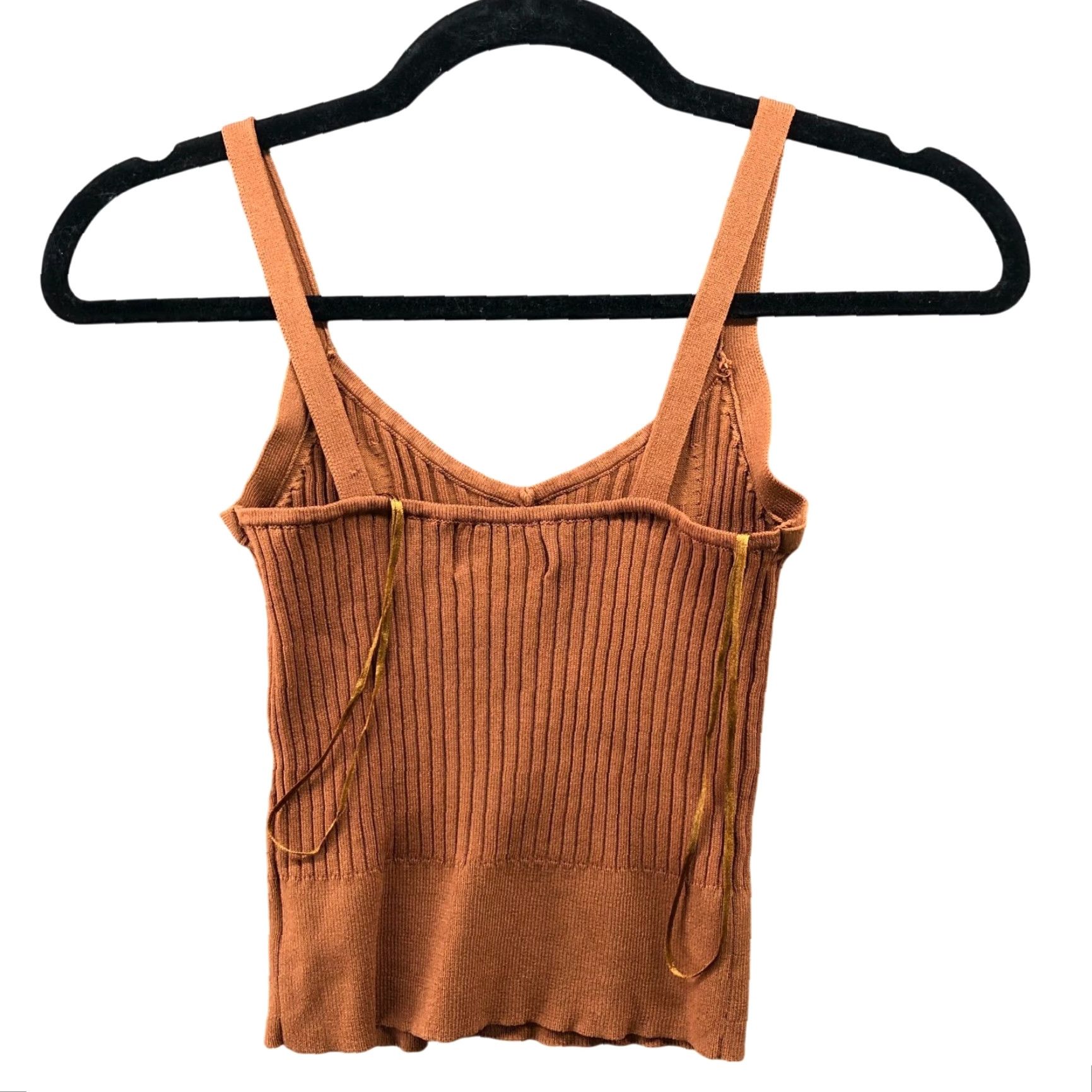 Vintage VINTAGE? No — Seek The Label Ribbed Knit Cami Top Womens XS Tan Brown V-Neck Tank Top Casual Basic Knit Sexy Slim Stretch Size XS / US 0-2 / IT 36-38 - 2 Thumbnail