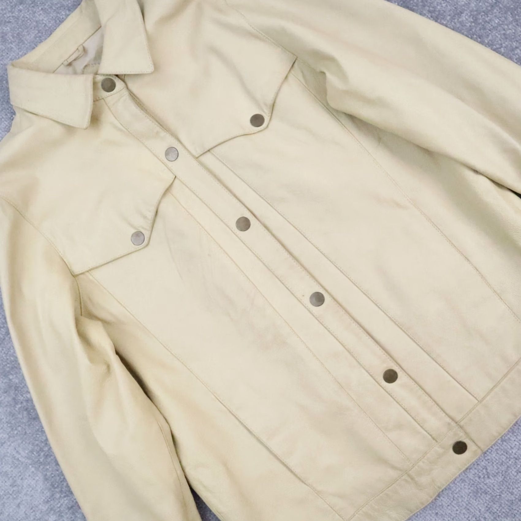 Lewis Leathers VINTAGE Terry Lewis Leather Western Jacket Mens Small Beige Long Sleeve Snap Collared USA Western Size US S / EU 44-46 / 1 - 7 Thumbnail