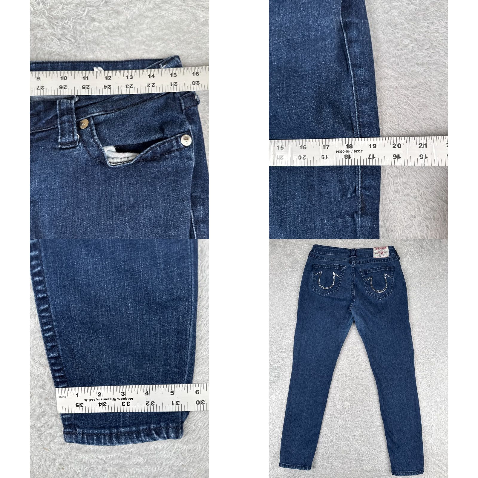 True Religion True Religion Jeans Women 32 Blue Denim Skinny Mid Rise Cotton Blend Bling 31x28 Size 24" / US 00 / IT 34 - 9 Thumbnail