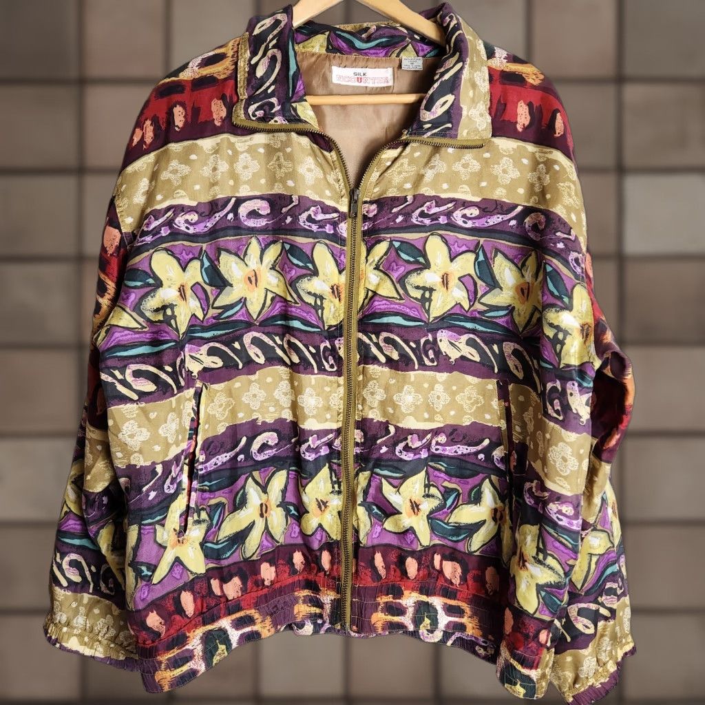 Vintage VINTAGE Silk Ncounter Womens 100% Silk Floral Abstract Bomber Jacket-Size M Size M / US 6-8 / IT 42-44 - 1 Thumbnail