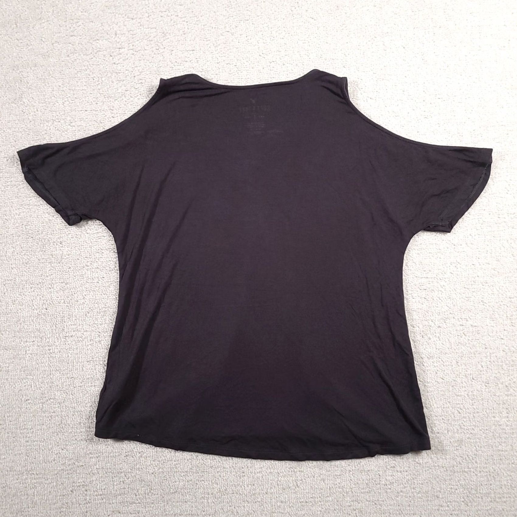 American Eagle Outfitters American Eagle Outfitters Top Blouse Womens Small Gray Cold Shoulder Faux Wrap V-Neck Short Sleeve Pullover Size S / US 4 / IT 40 - 7 Thumbnail