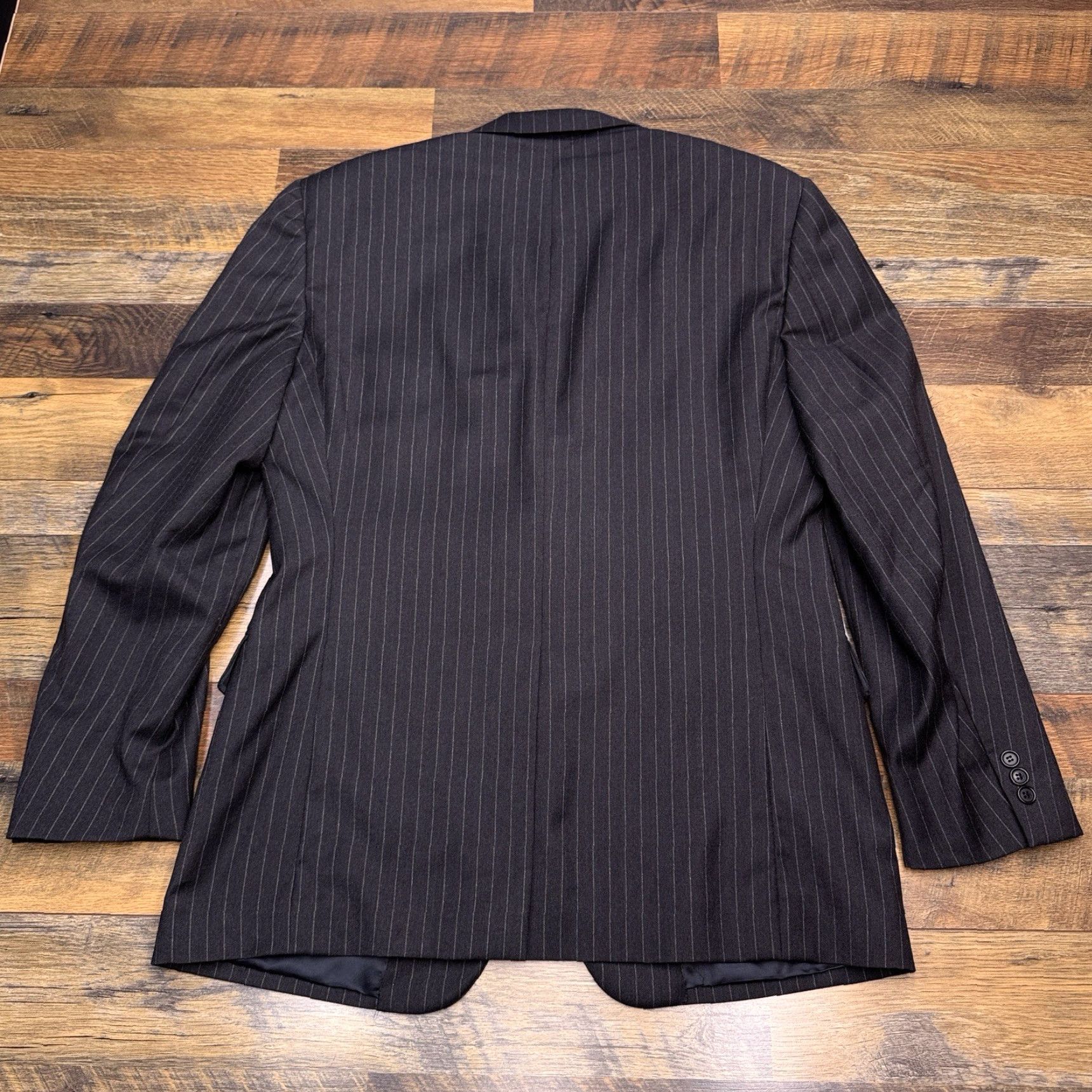 Brooks Brothers Brooks Brothers Blazer 42R Black Pinstripe Wool Cashmere Italy Jacket Single-Breasted 2-Button Notch Lapel Mens Dress Coat Size 42R - 2 Thumbnail