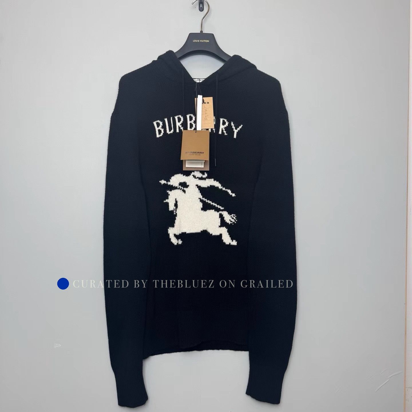 Burberry Black Hooded Wool Sweater in Large Size US L / EU 52-54 / 3 - 1 Thumbnail