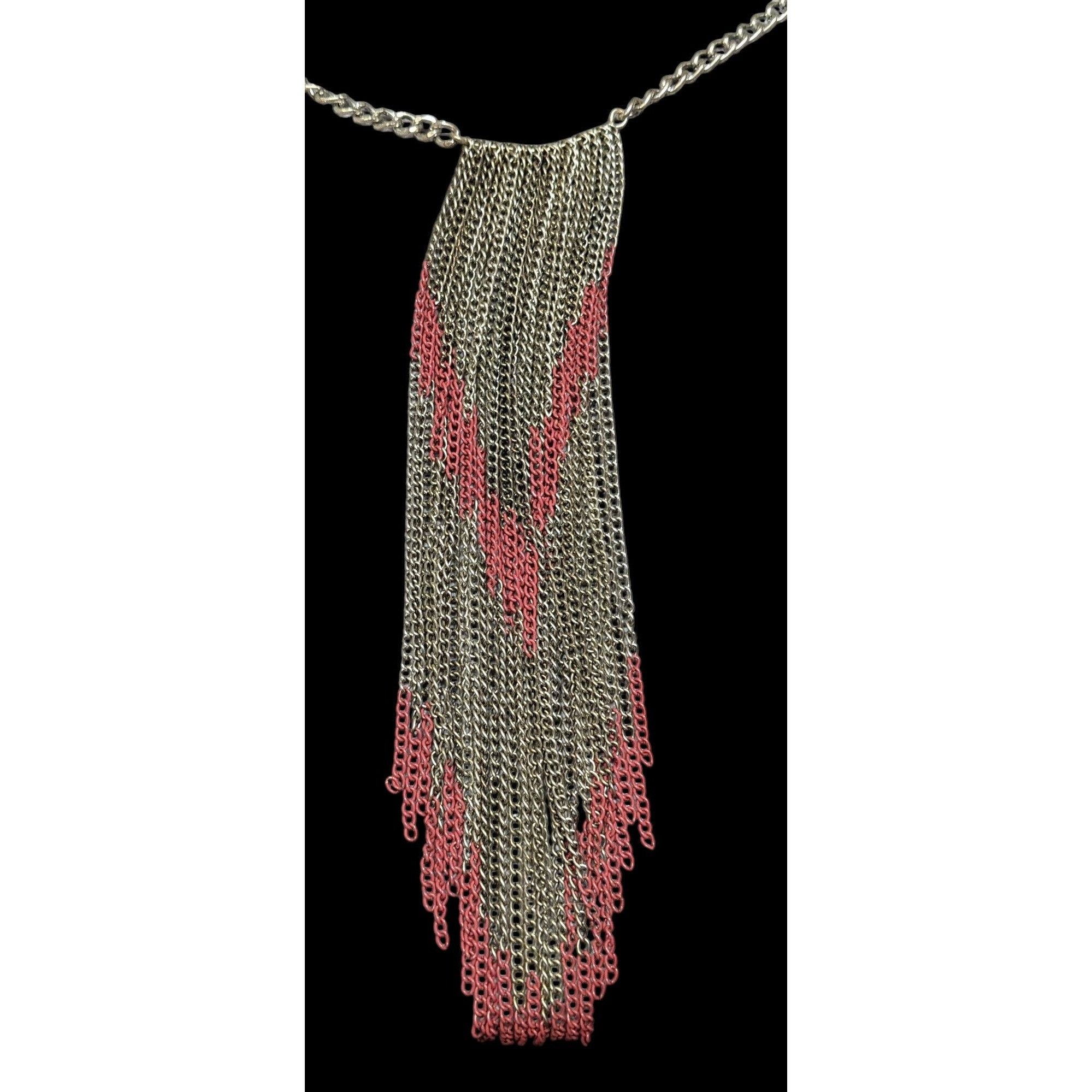 Other Bohemian Fringe Chain Necklace Red And Silver Tone Size ONE SIZE - 3 Thumbnail