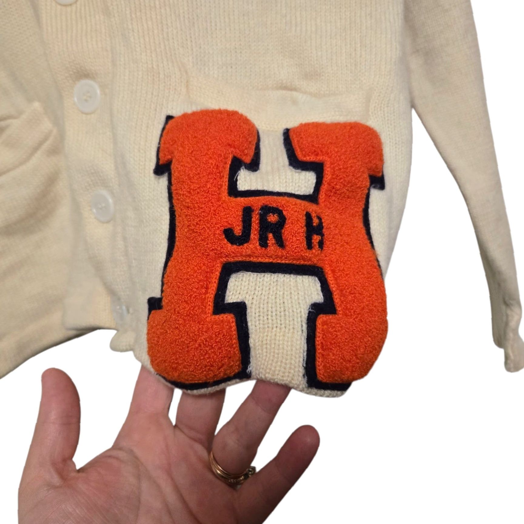 Vintage VINTAGE Puritan Letterman Varsity Cardigan Sweater M Cream 1950s Boys Mens Girls Size US M / EU 48-50 / 2 - 4 Thumbnail