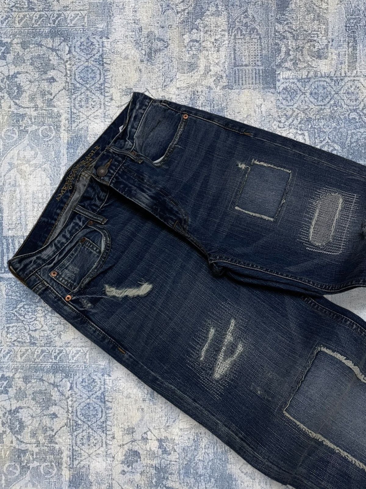 Japanese Brand Rare Designer American Eagle Outfiters Patchwork Distressed Size US 31 - 7 Thumbnail