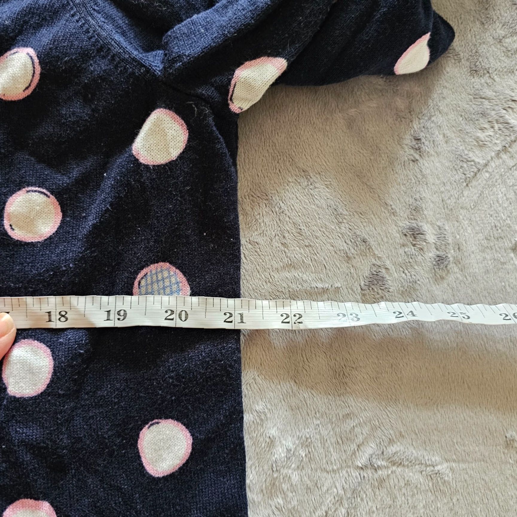 Talbots Talbots Blouse Womens 1X Blue Polka Dot Round Neck Long Sleeve Casual Career Knit 100% Cotton Ruffle Classic Size XL / US 12-14 / IT 48-50 - 5 Thumbnail