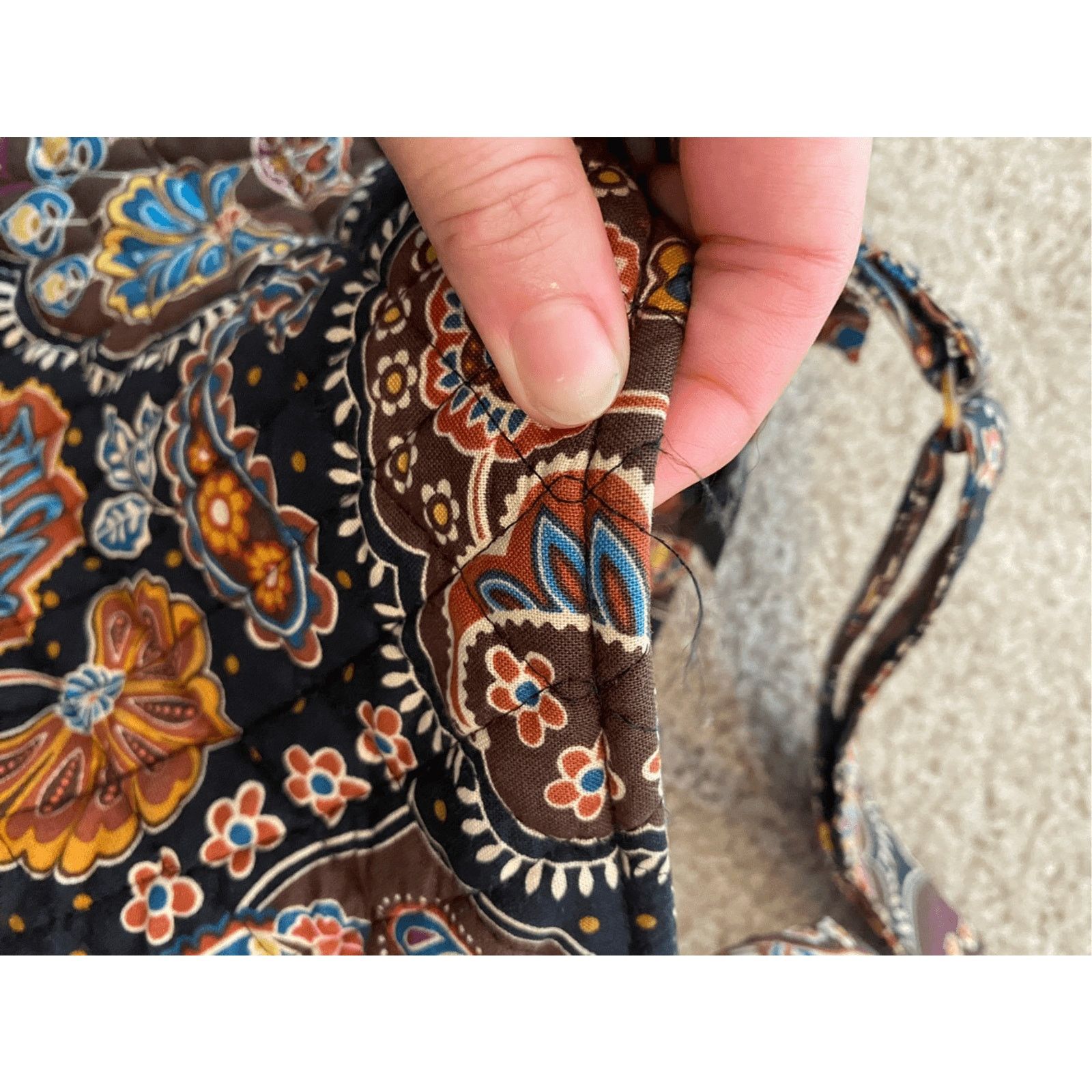 Vera Bradley Vera Bradley Cafe Latte Classic Crossbody Brown Paisley Blue Size ONE SIZE - 7 Thumbnail