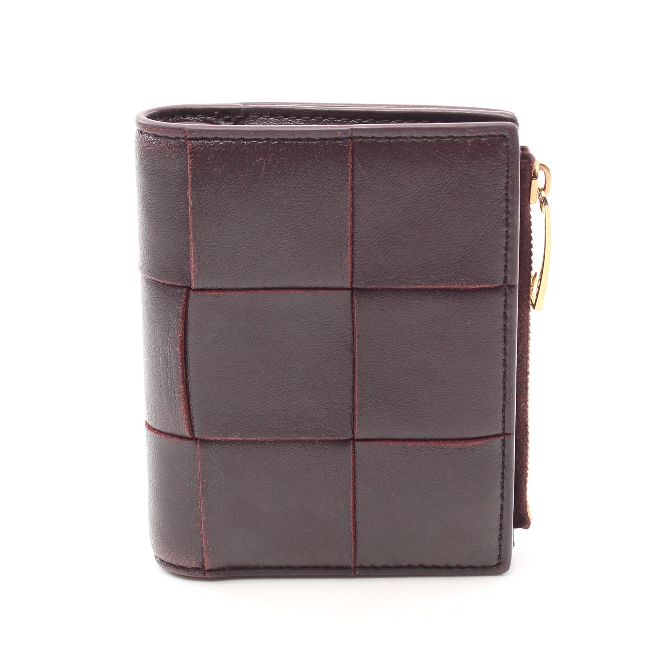 image of Bottega Veneta Maxi Intrecciato Bi-Fold Zipper Wallet Bi-Fold Wallet Leather Bordeaux, Women's