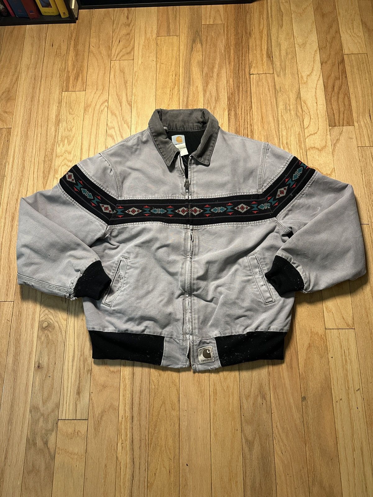 Carhartt Carhartt Aztec Grail Jacket J77CMT Grey 1999 XL Distressed Size US XL / EU 56 / 4 - 1 Thumbnail