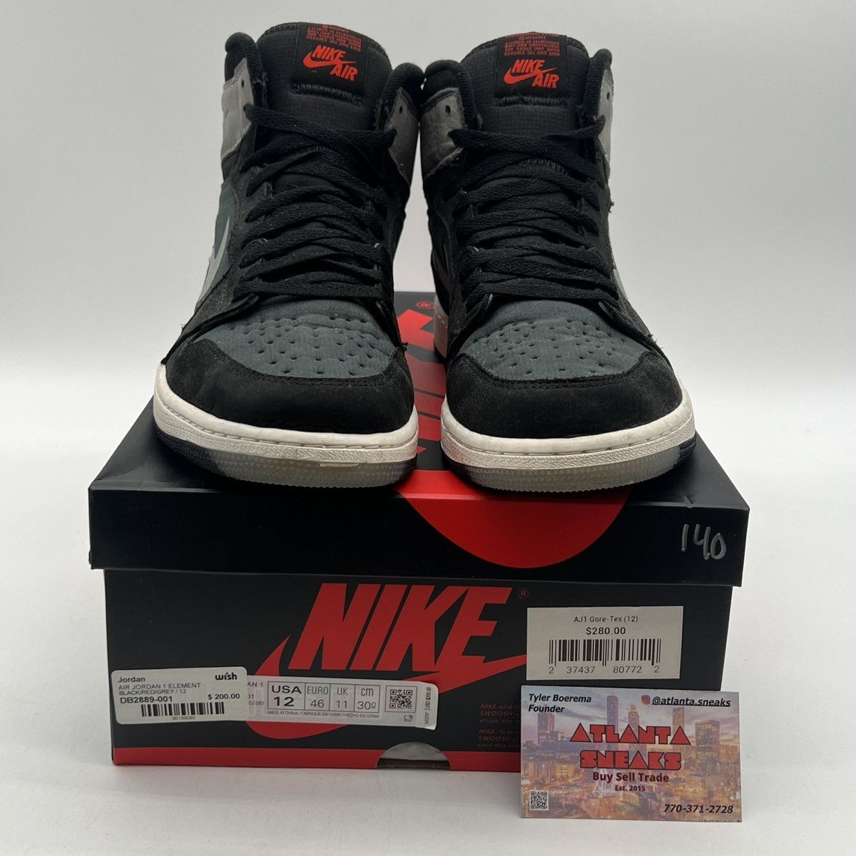 Nike Air Jordan 1 high element gore Tex black particle grey Size US 12 / EU 45 - 2 Thumbnail