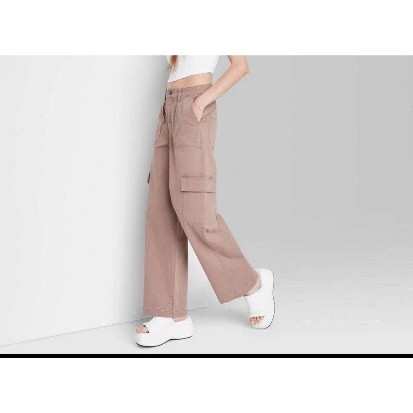 Target Basics WILD FABLE High Rise Straight Cargo Pants Brown Womens XXS Size 24" / US 00 / IT 34 - 8 Thumbnail