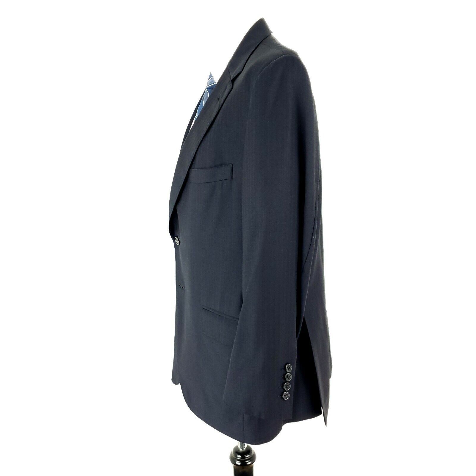 Holland & Sherry Holland & Sherry Wool 2 Button Blazer 42R Blue Herringbone S Size 42R - 4 Thumbnail
