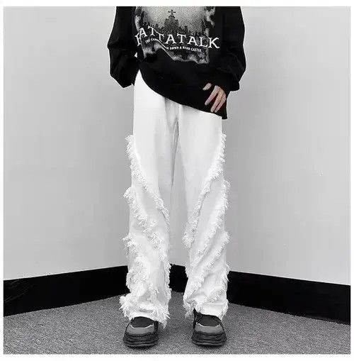 Japanese Brand × Jean Men Solid Ragged Edge Straight Jeans Size US 32 / EU 48 - 1 Thumbnail