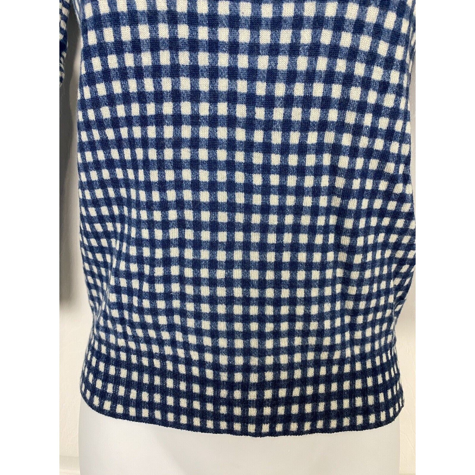 J.Crew VTG J. Crew Checkerboard Merino Wool 3/4 Sleeve Sweater XS Size XS / US 0-2 / IT 36-38 - 2 Thumbnail