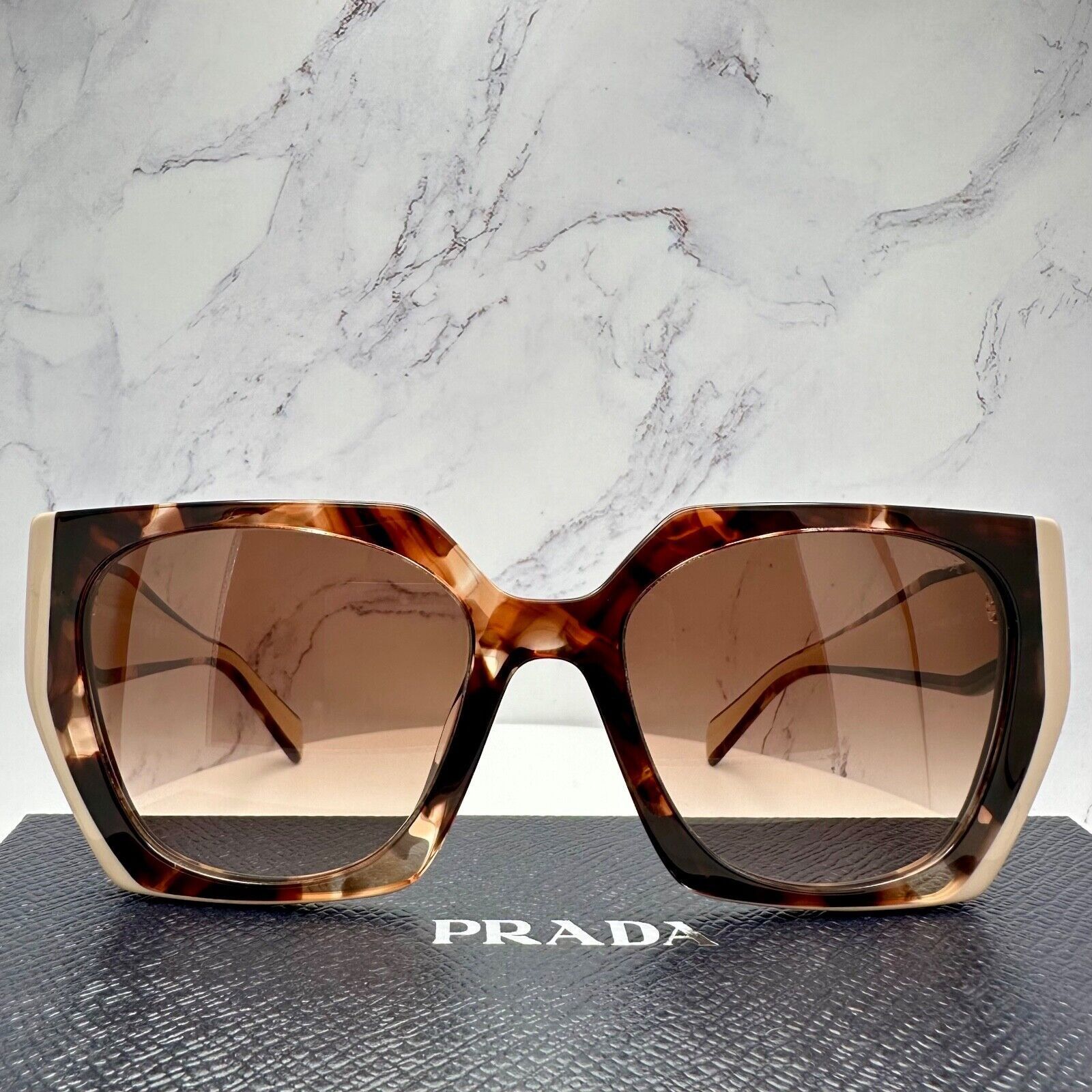 Prada New PRADA Sunglasses Symbole Logo Brown Beige Tortoise Gold Size ONE SIZE - 15 Thumbnail
