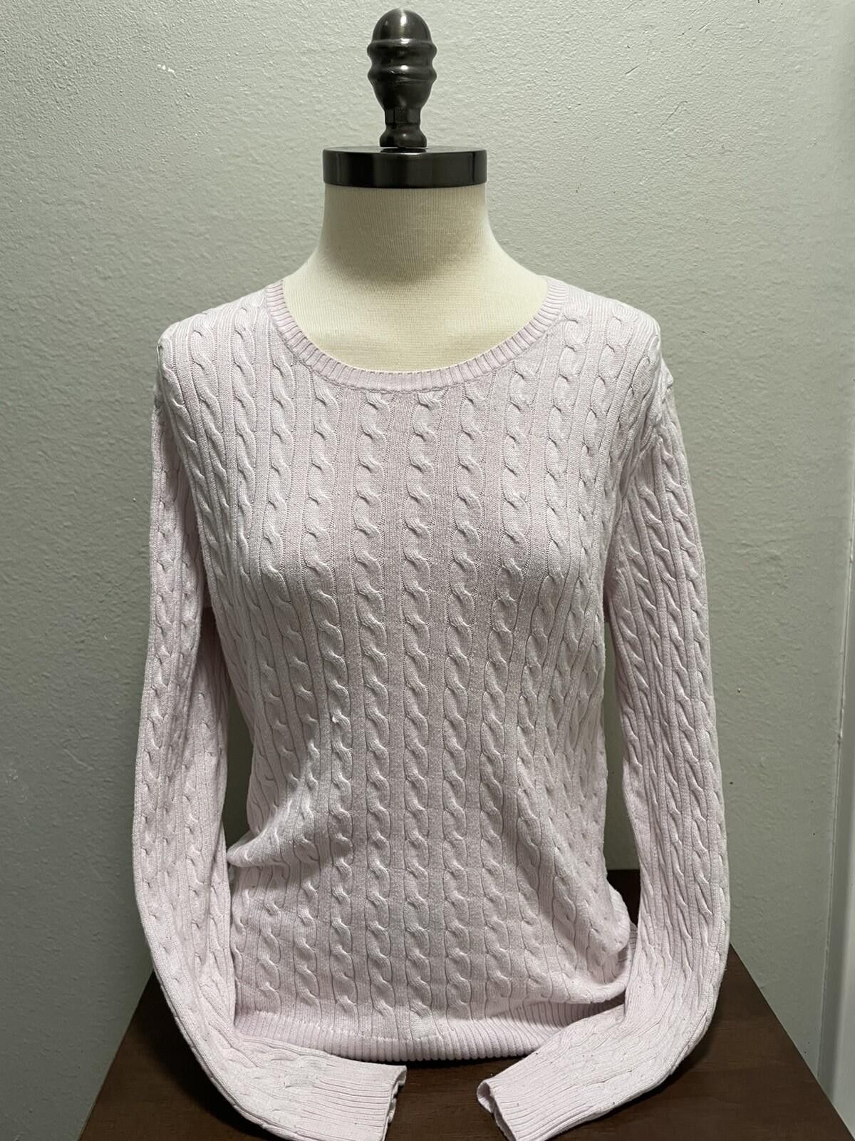 Sutton Studio Sutton Studio Pink Cable Knit Sweater Supima Cotton Womens L Size US L / EU 52-54 / 3 - 1 Thumbnail