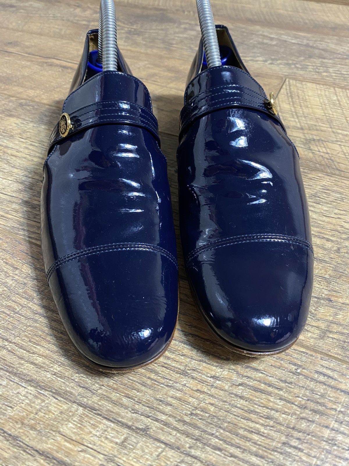 Japanese Brand chausser Loafers Patent Leather Navy Blue Made in Japan Size US 8 / IT 38 - 3 Thumbnail