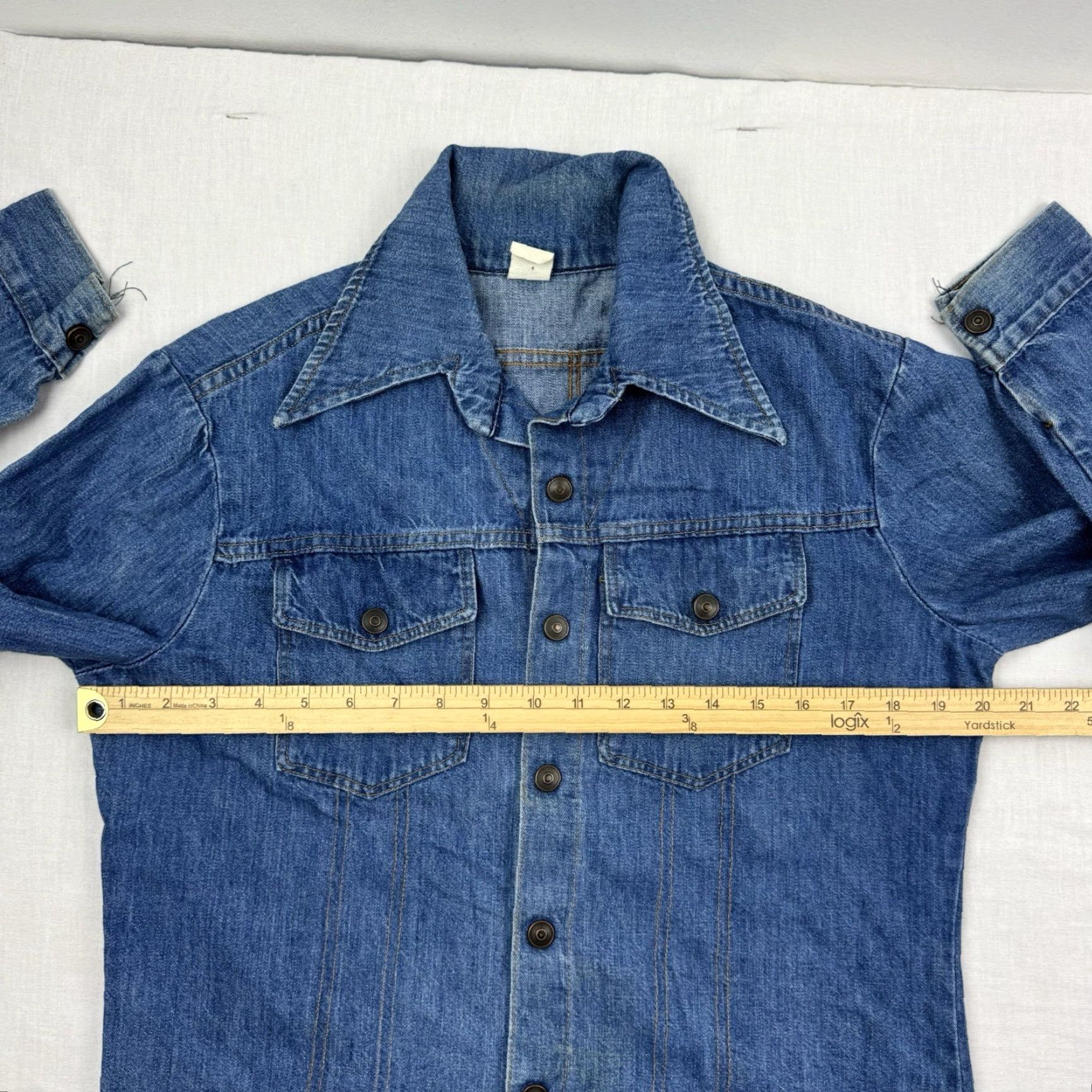 Denime VINTAGE Denim Button-Up Shirt Adult Medium Blue 70s Hipster Western Casual Men's M Size US M / EU 48-50 / 2 - 6 Thumbnail