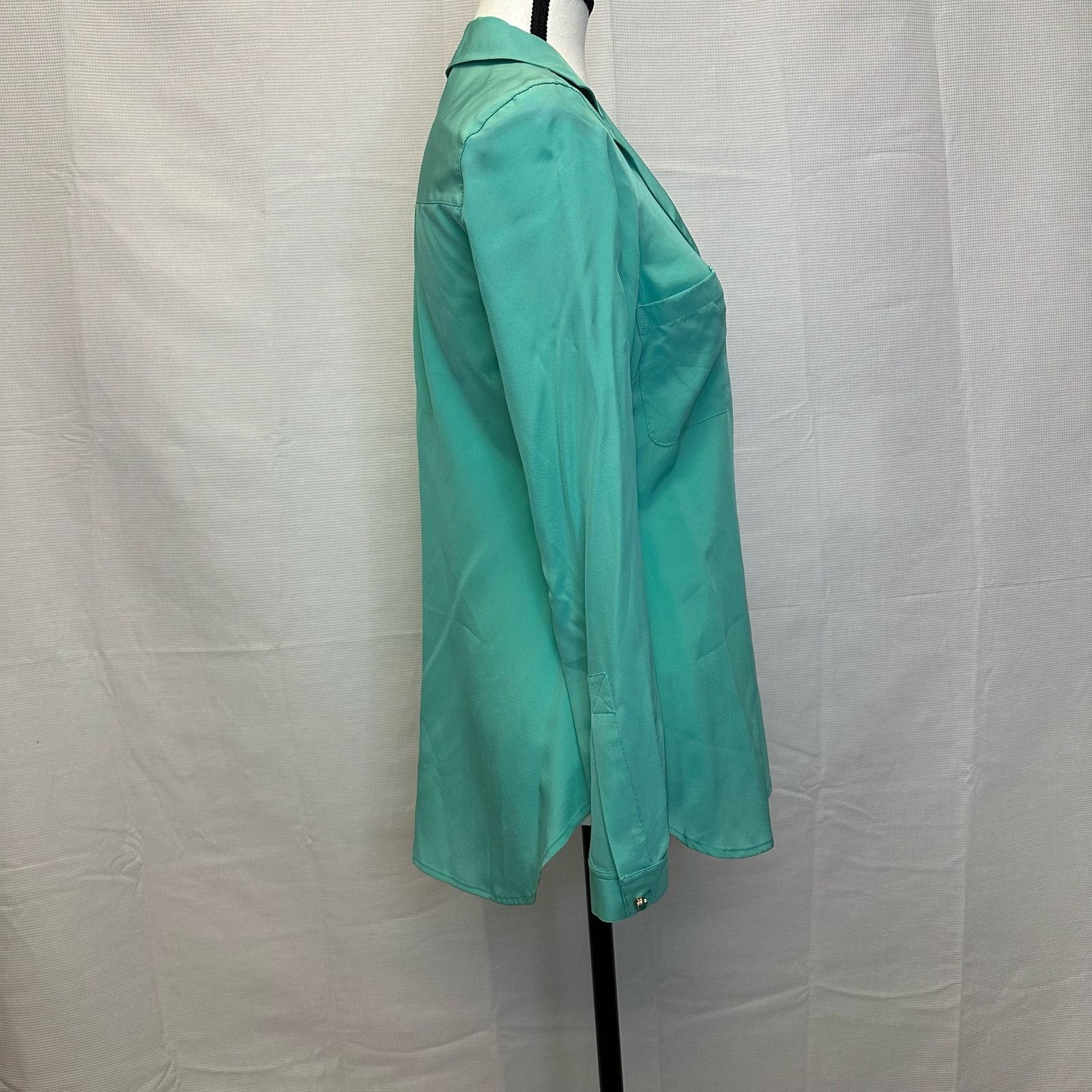 Lilly Pulitzer Lilly Pulitzer XS Teal Blouse 100% Silk with Buttons Size XS / US 0-2 / IT 36-38 - 2 Thumbnail