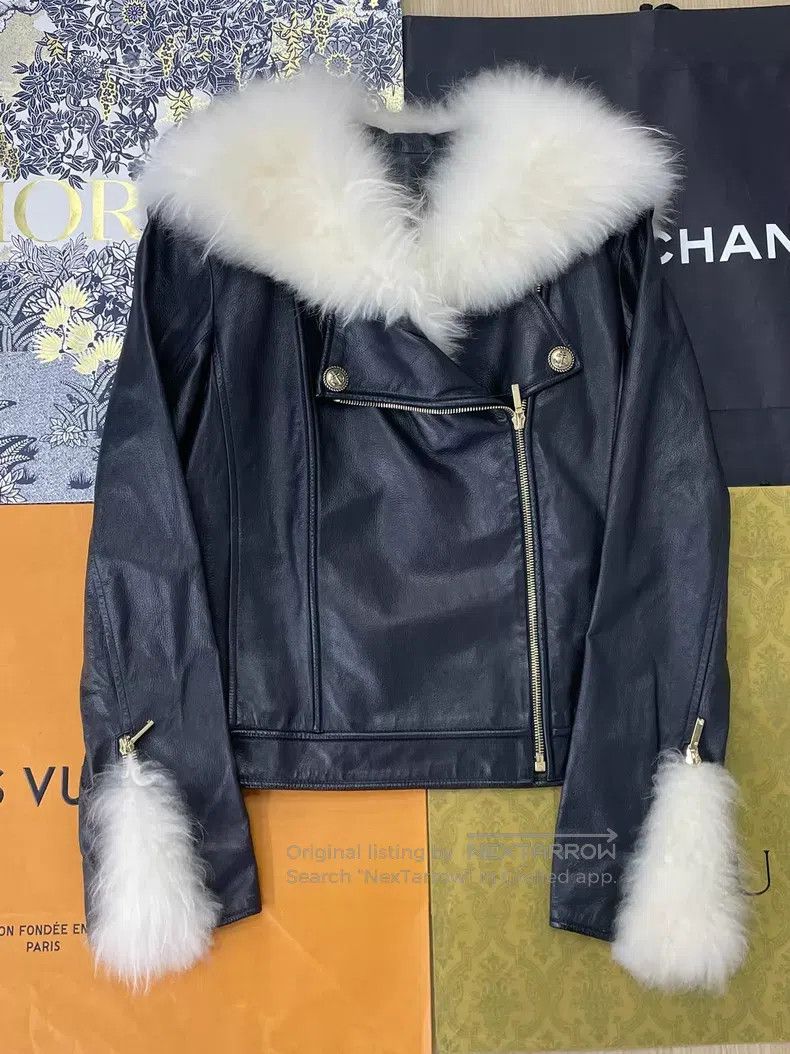 Chanel Chanel Hamburger series fur collar leather coat Size XXS / US 00 / IT 34 - 1 Thumbnail