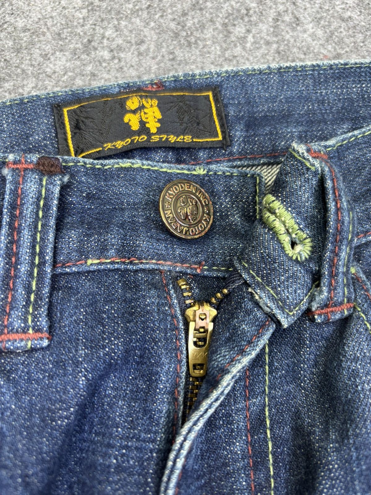 Japanese Brand 💥Artisanal💥Zen Clothing Flying Pheonix Mural Denim F706 Size US 27 - 8 Thumbnail