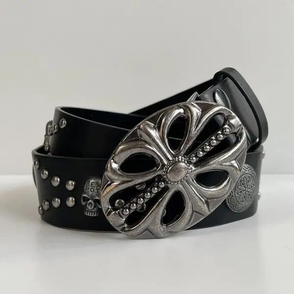 Cowboy Equipment y2k 2000s vintage skeleton cross studded goth emo black belt Size ONE SIZE - 2 Thumbnail
