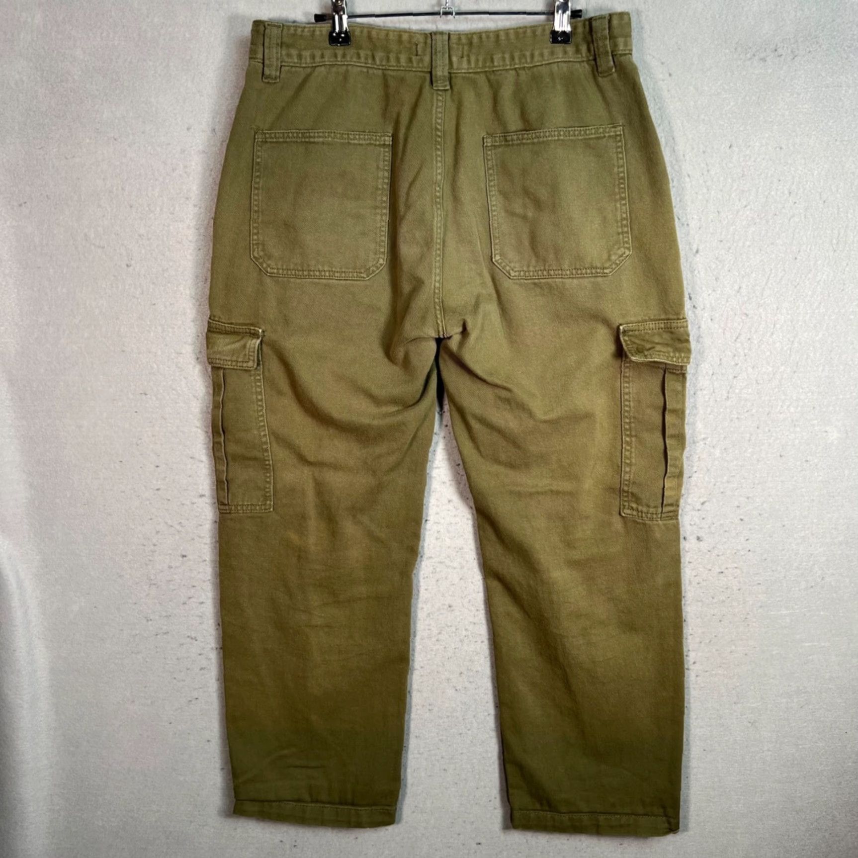 Vintage Sampson And Taylor Mens Cargo Pants Olive Green 100% Cotton - Flat Front, Cargo, Straight Leg, 27 Inseam, Size L Size US 33 - 2 Thumbnail
