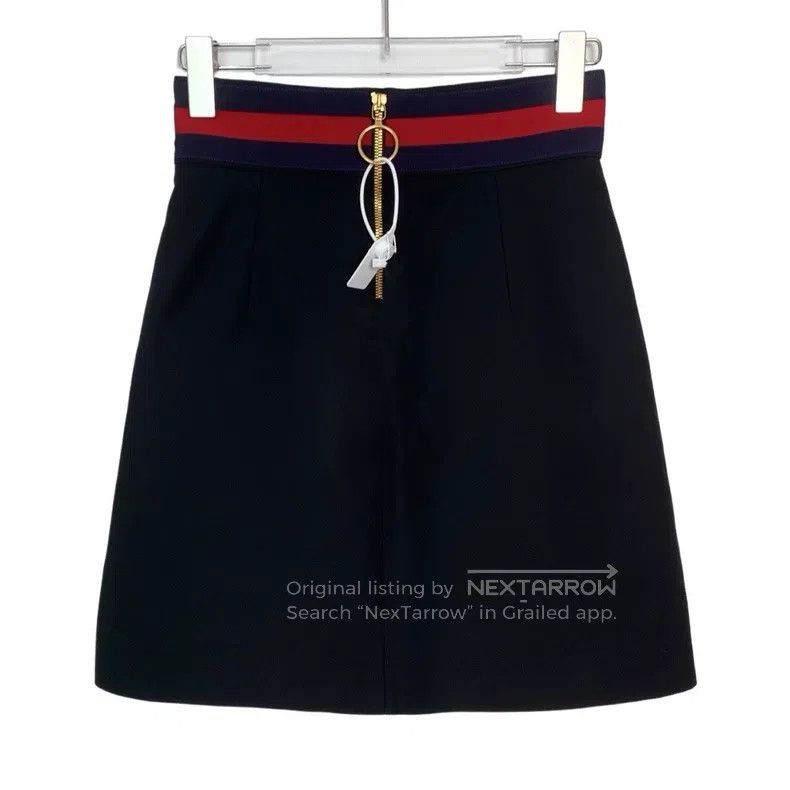 Gucci gucci Black webbing stitching A-line skirt half-length ski Size 25" / US 0 / IT 36 - 2 Thumbnail