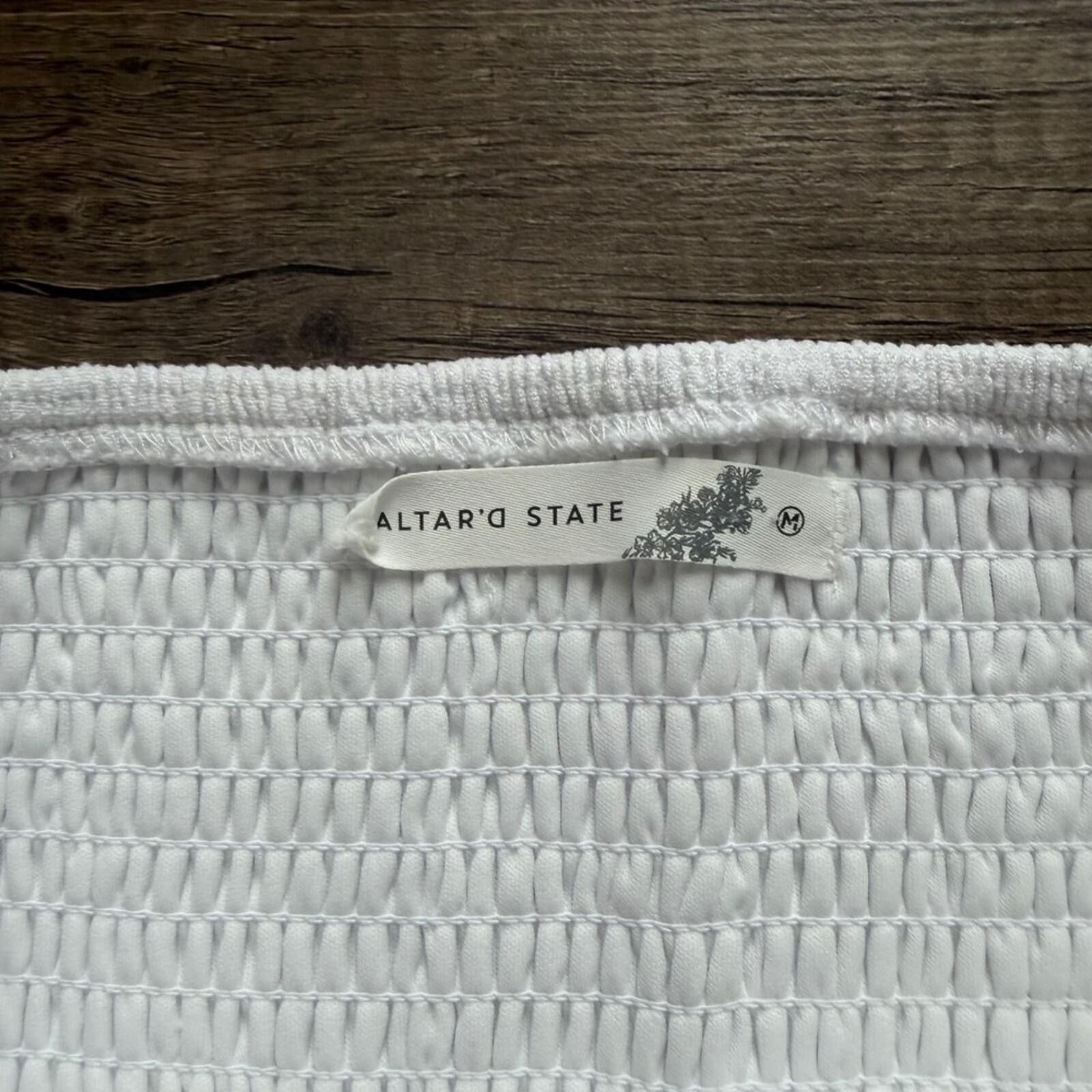 Other Altar'd State White Bow Strapless Smocked Tube Top Size M / US 6-8 / IT 42-44 - 3 Thumbnail