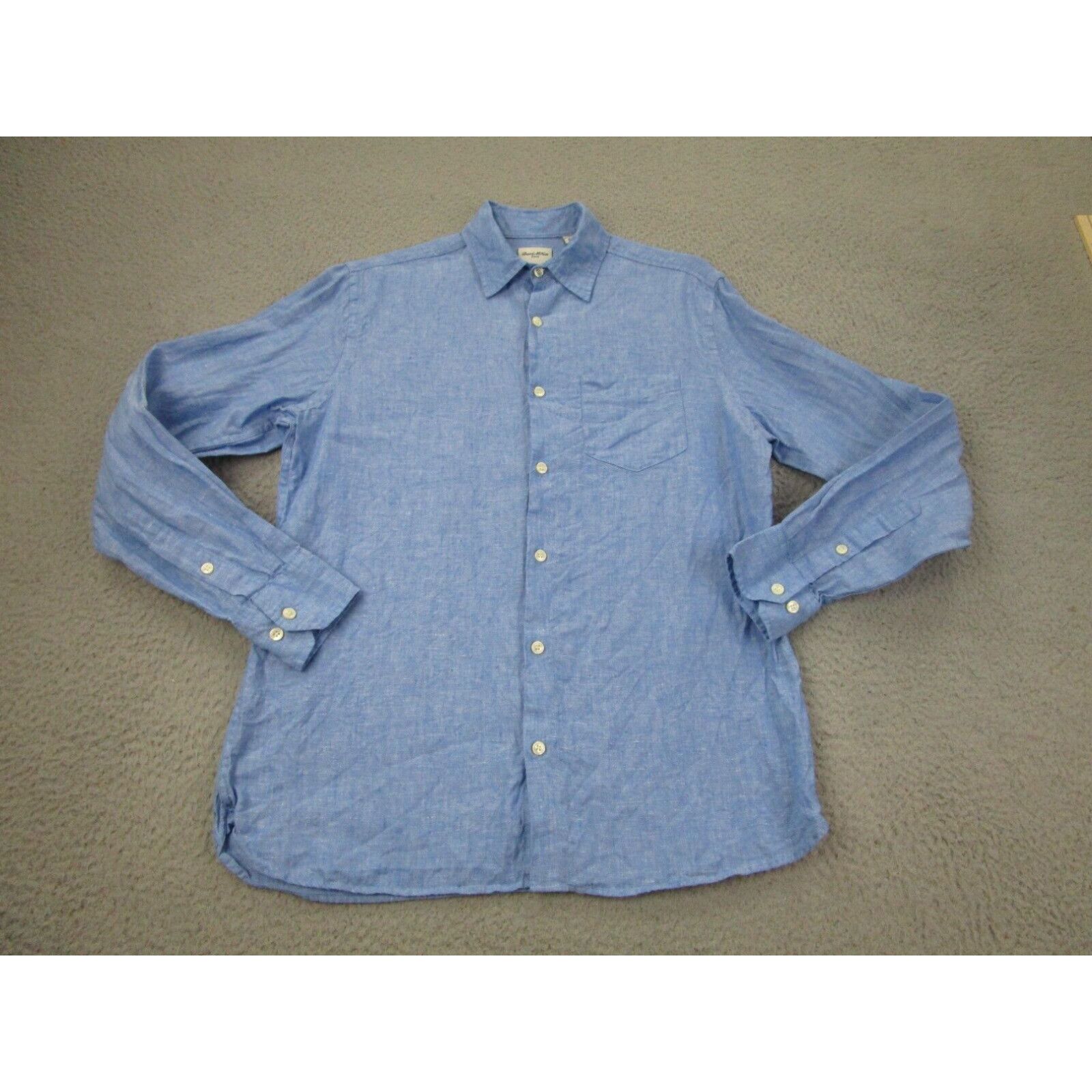 Murano Baird McNutt Shirt Mens S Blue Linen Long Sleeve Murano Small ...