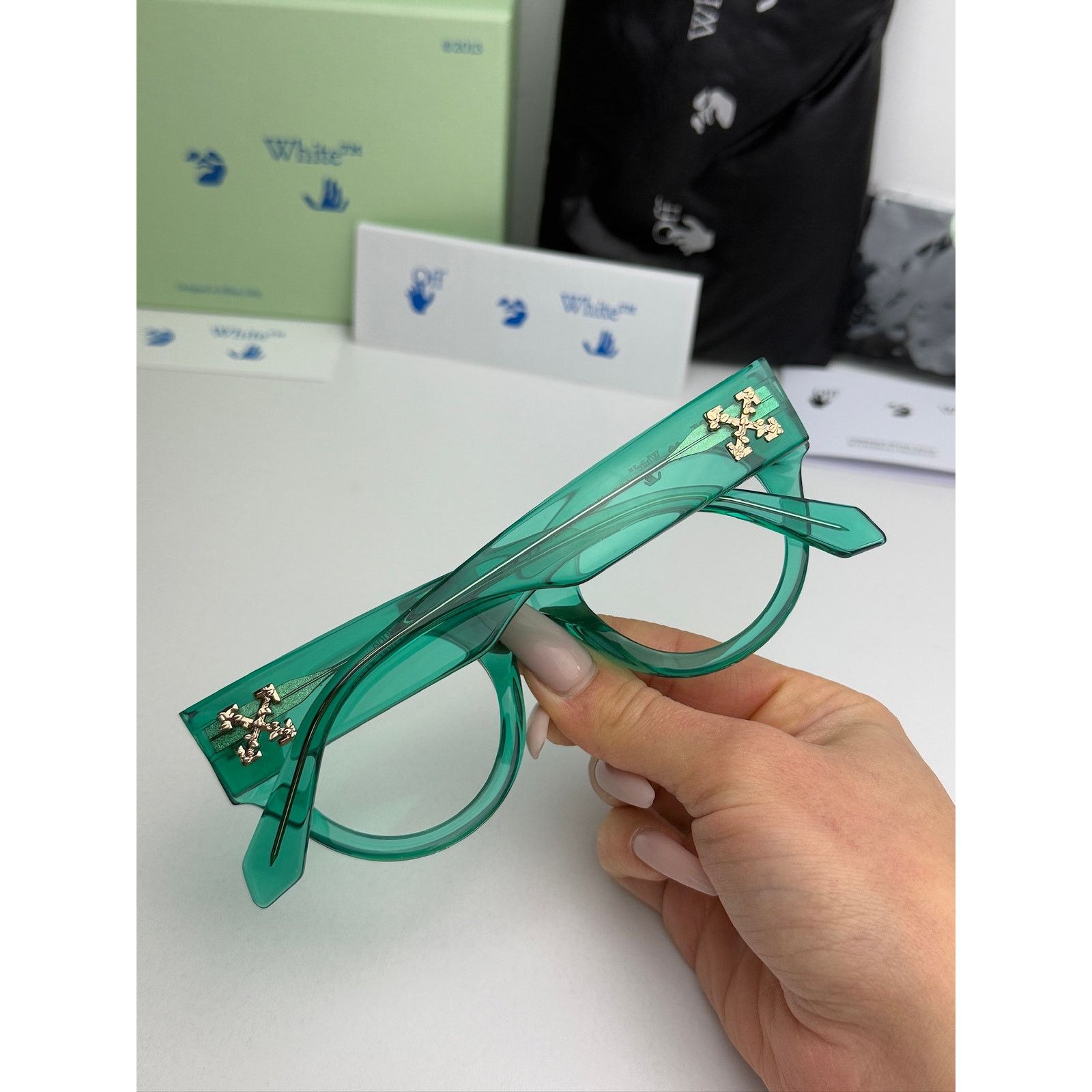 Off-White NEW Off White Style 13 Green Bluelight Eyeglasses Frames Size ONE SIZE - 7 Thumbnail