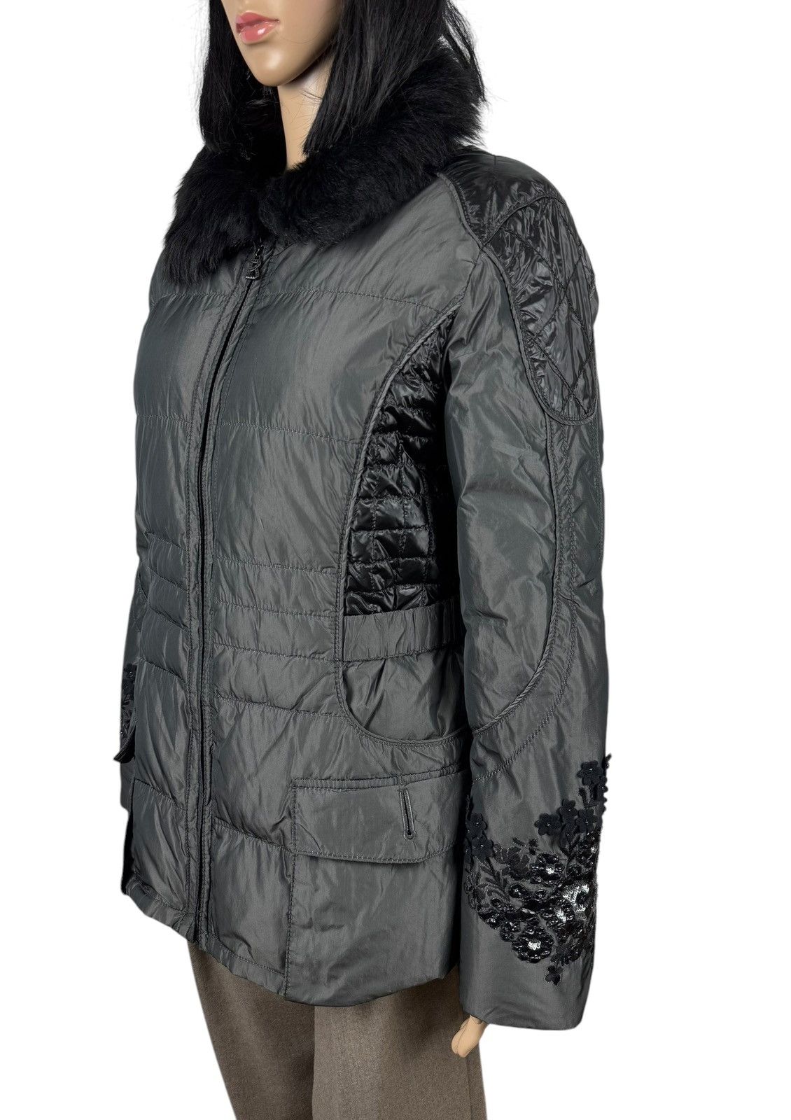 Bogner Sonia Bogner Down Jacket Real Fur Collar Embroidered Flowers Size L / US 10 / IT 46 - 4 Thumbnail