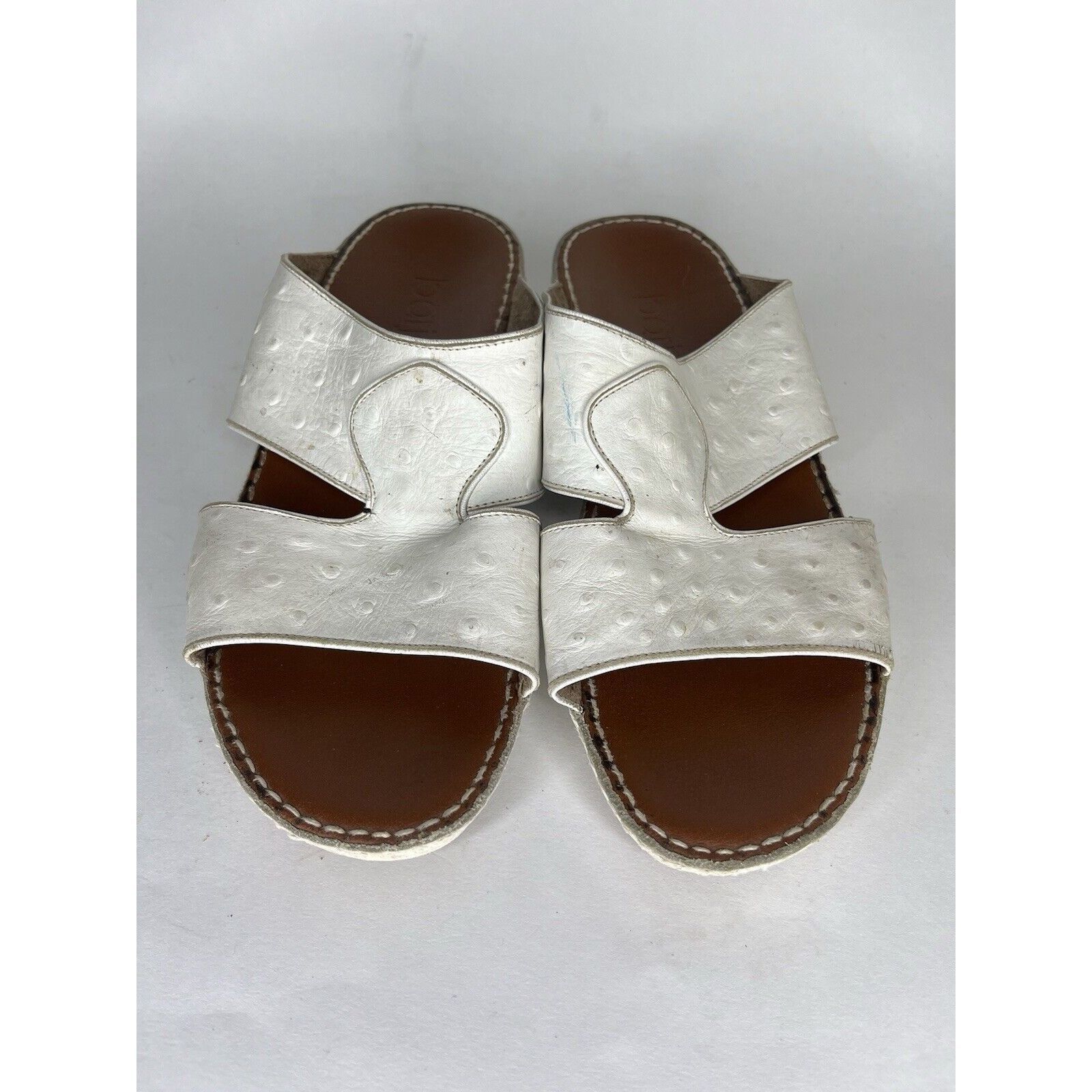 Other Barjeel White Leather Comfort Walking Wedge Slides Sandals W Size US 7.5 / IT 37.5 - 2 Thumbnail
