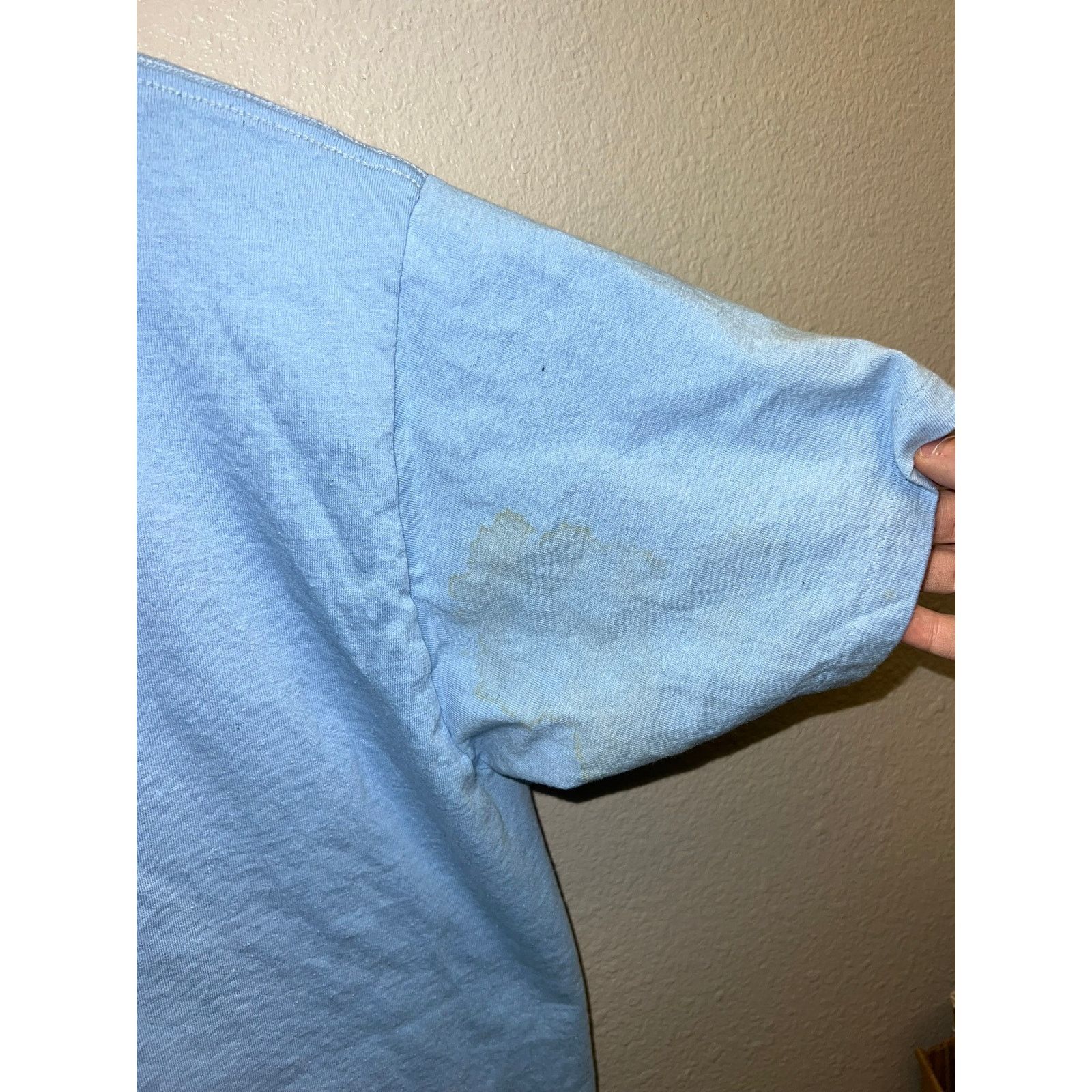 Jerzees 90s Vintage Jerzees Blue Blank Shirt Tee Stains Stained L Size US L / EU 52-54 / 3 - 8 Thumbnail