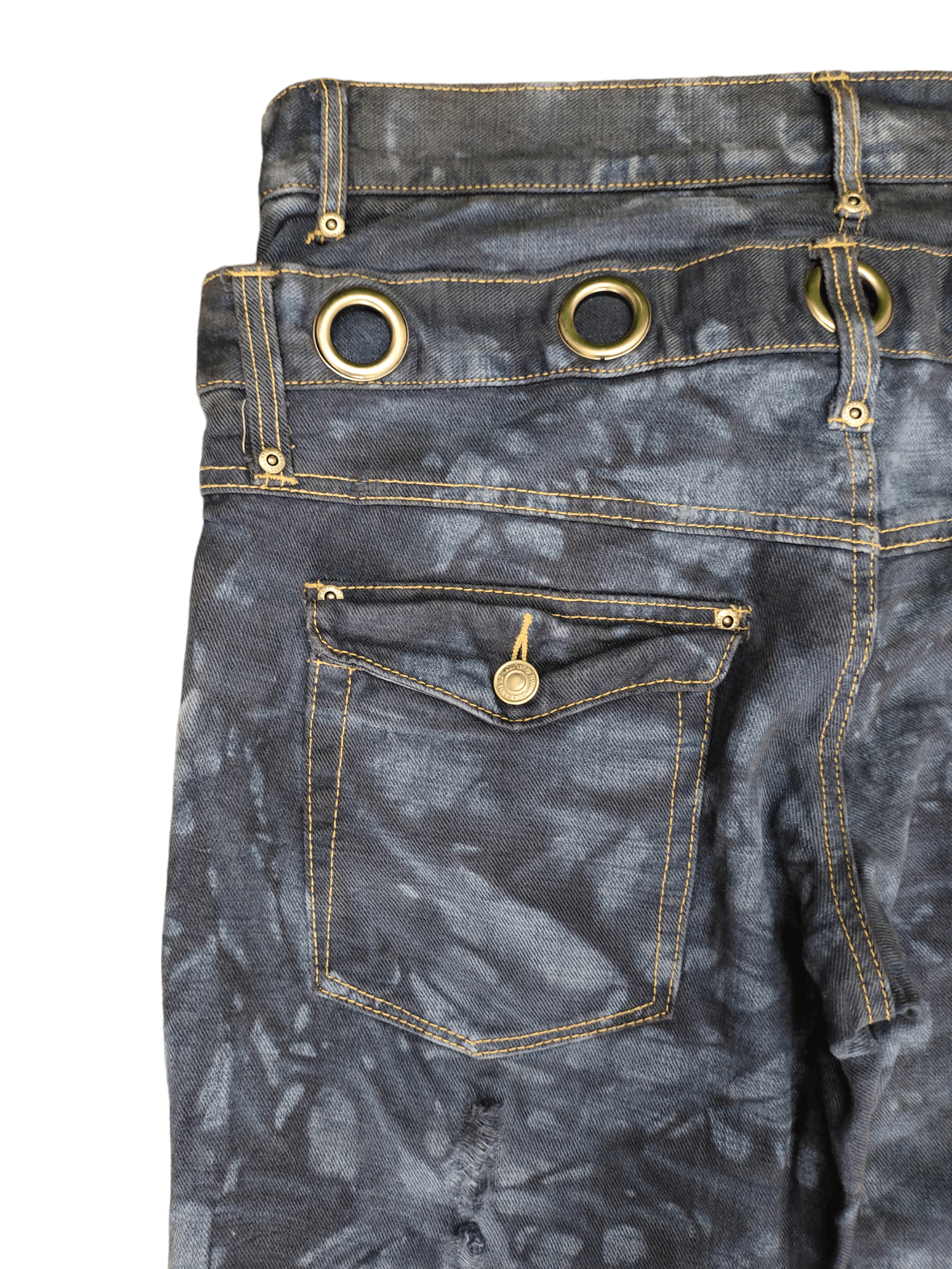 Japanese Brand PPFM Inspire Japanese Double Waist Distressed Dye Jeans 35 Size US 35 - 15 Thumbnail