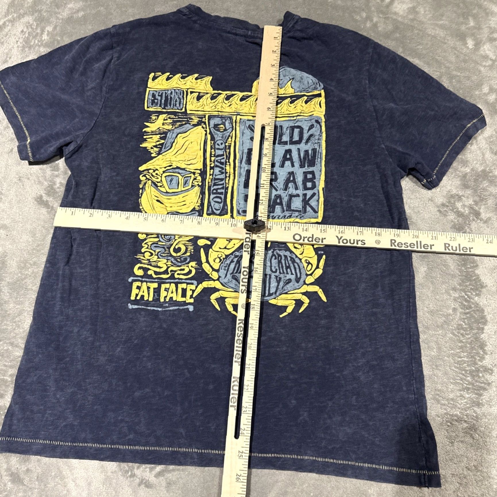 FatFace Fat Face T Shirt Mens Large Blue Graphic Print Old Claw Crab Shack Size US L / EU 52-54 / 3 - 6 Thumbnail