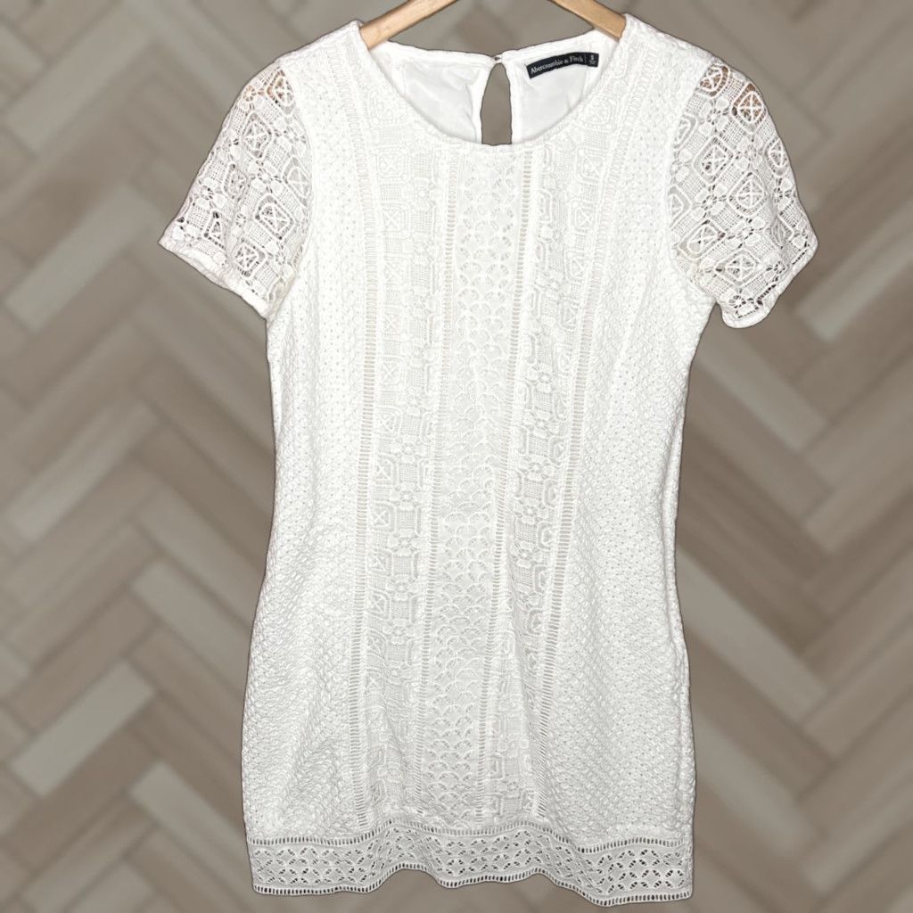 abercrombie white lace dress & Fitch Summer Mini Dress, trim details throughout and adjustable straps Abercrombie & Fitch Spaghetti Strap
