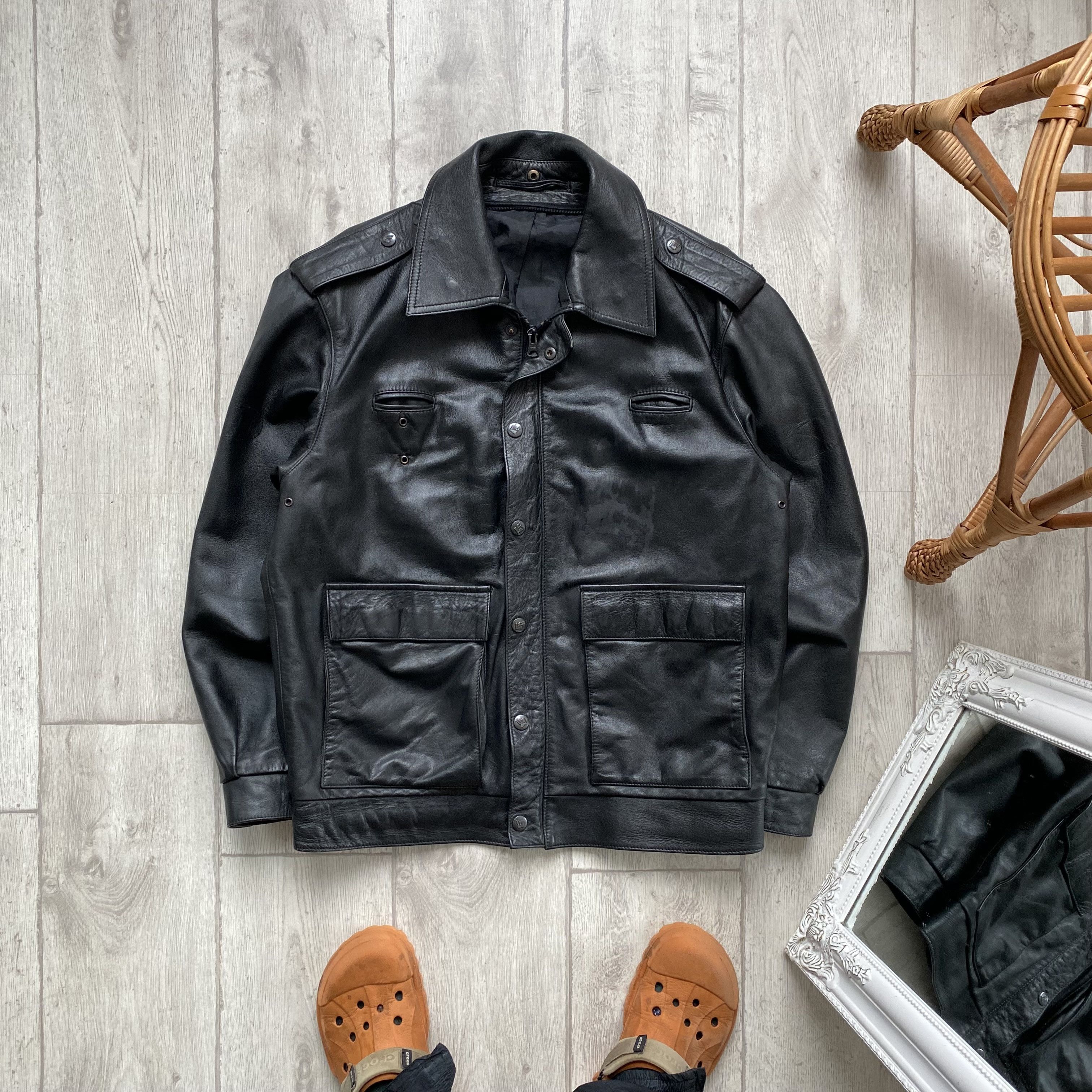 Genuine Leather Vintage 90s Real Leather Pilot Jacket Y2K Biker Style Size US L / EU 52-54 / 3 - 1 Thumbnail