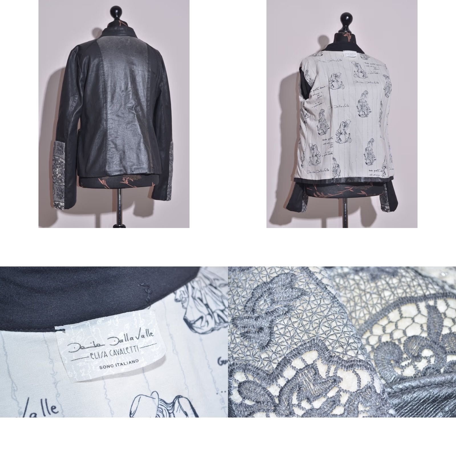 Vintage ELISA CAVALETTI Women's Jacket Full Zip with Pockets Lace Details M-L Jacket Womens Black Size M / US 6-8 / IT 42-44 - 8 Thumbnail