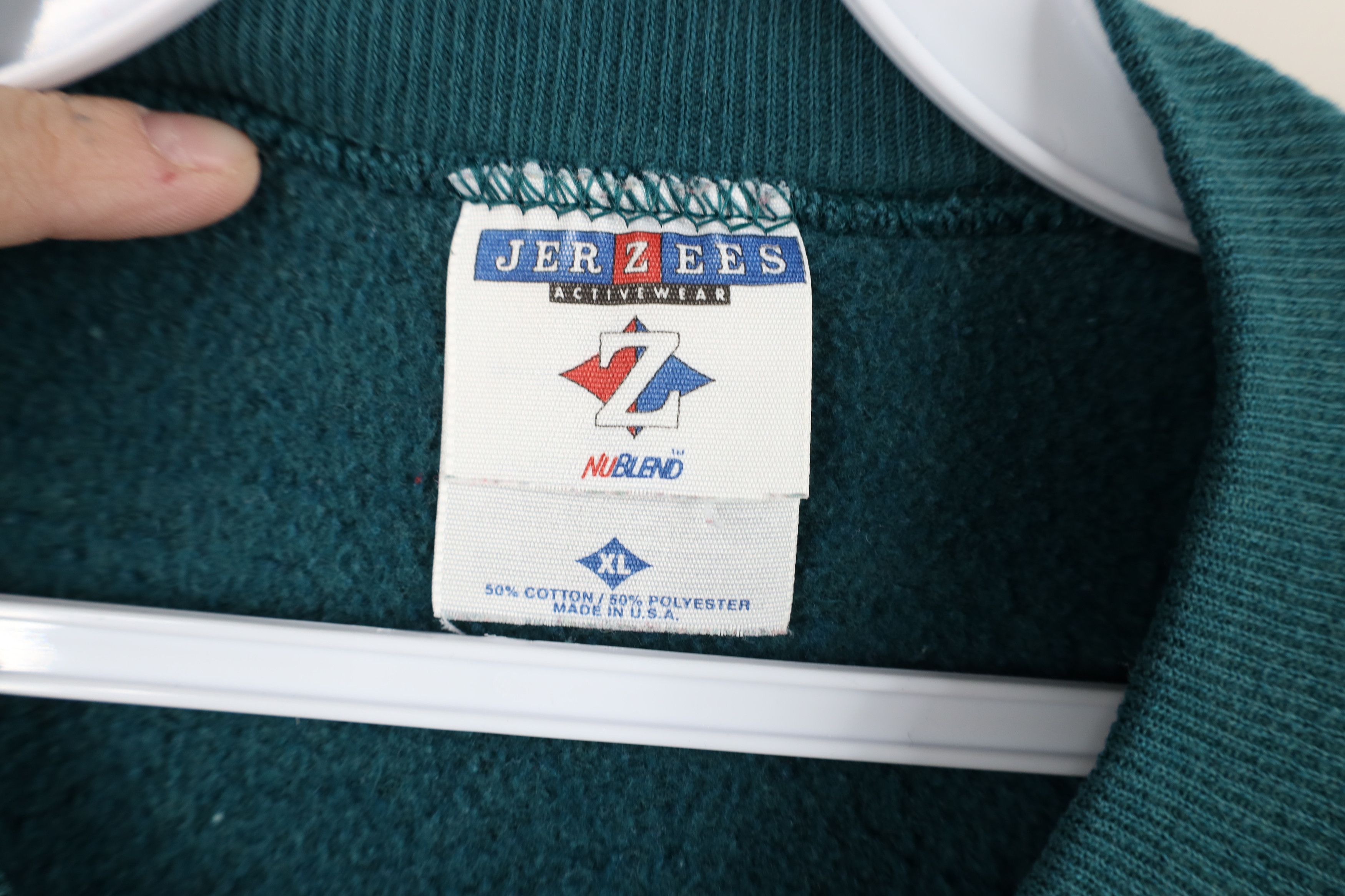 Vintage Vintage 90s Streetwear Blank Crewneck Sweatshirt Teal USA Size US XL / EU 56 / 4 - 8 Thumbnail