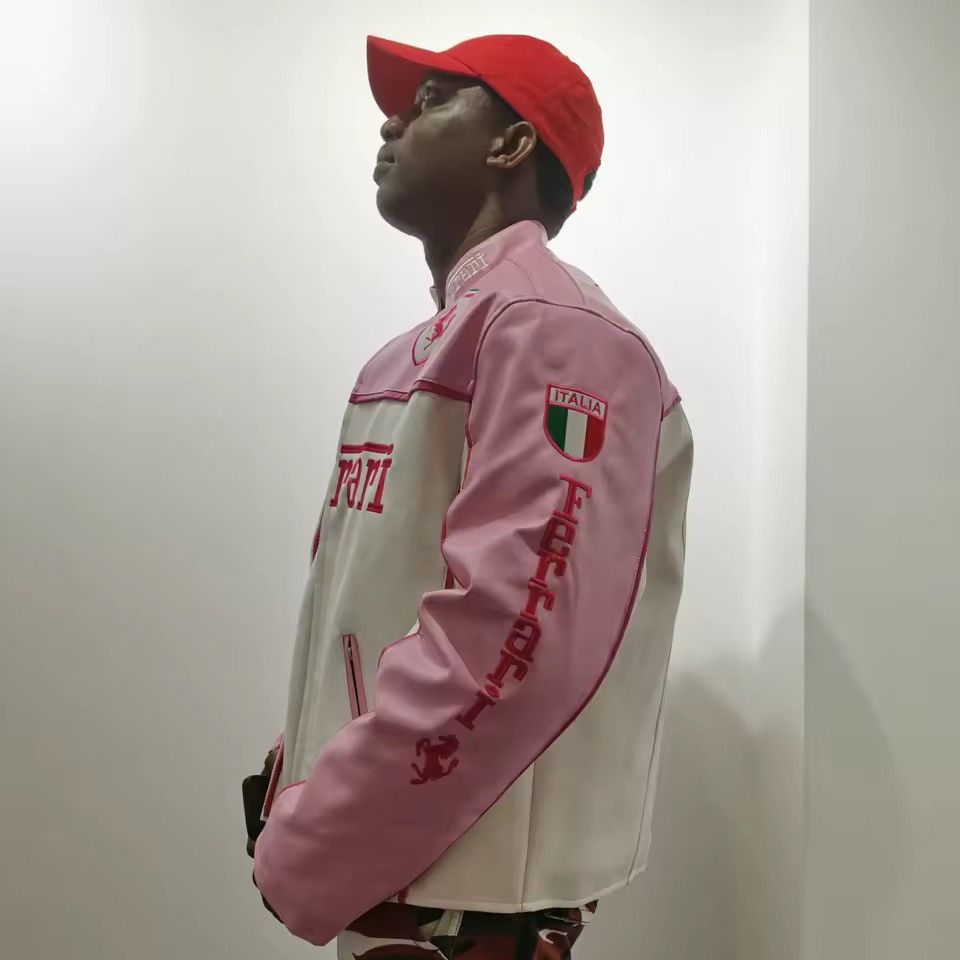 Vintage Ferrari Pink racing leather jacket F1 Italia team big logo Size US XL / EU 56 / 4 - 5 Thumbnail