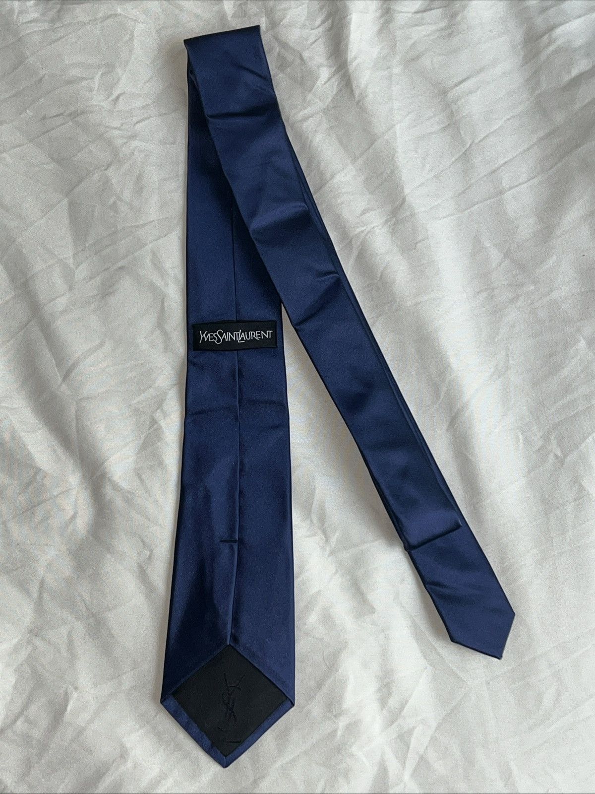 Yves Saint Laurent Yves Saint Laurent YSL Men’s Blue Narrow Silk Tie Size ONE SIZE - 2 Thumbnail