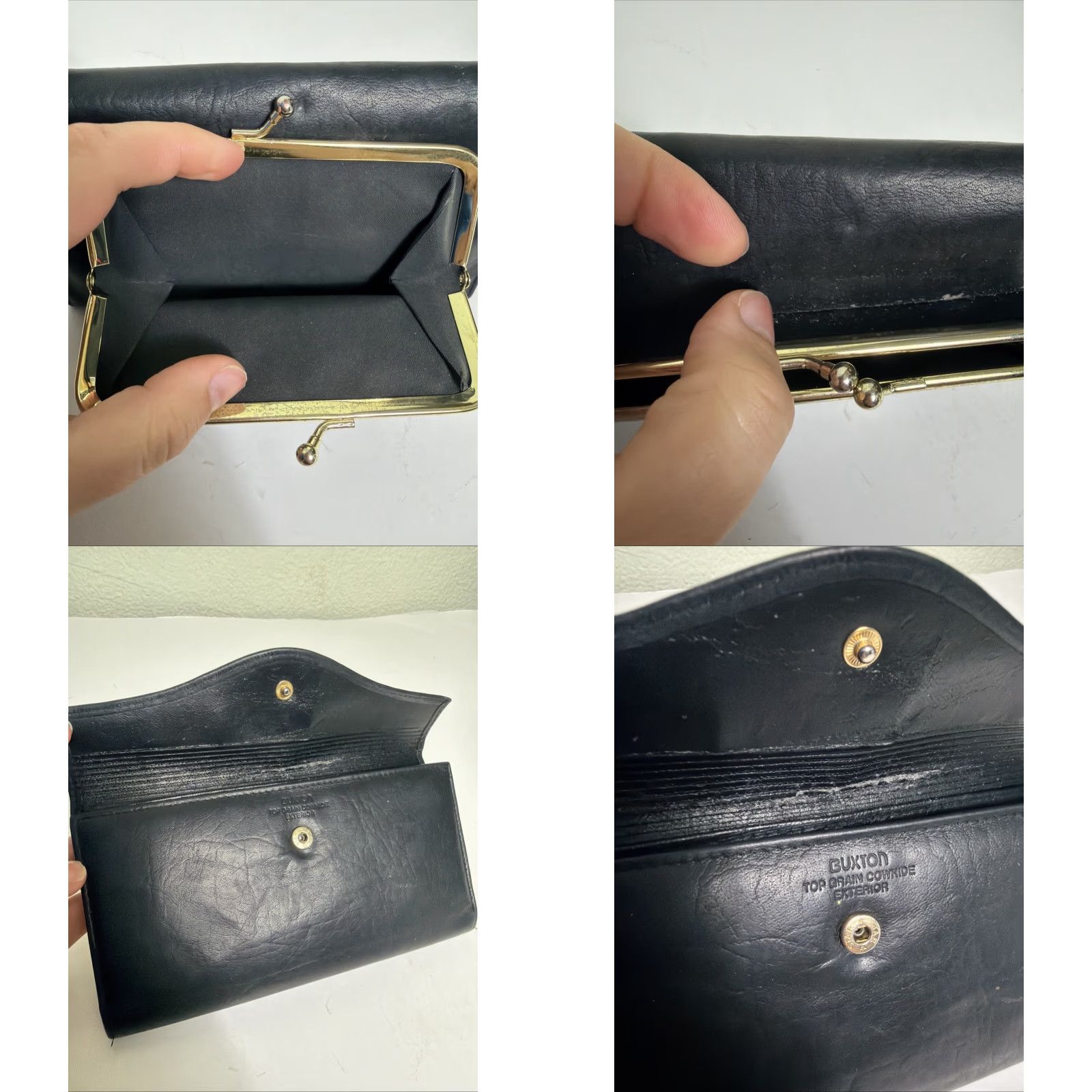 Vintage VINTAGE Buxton Leather wallet Black 7x4 With Coin Purse On Back Size ONE SIZE - 9 Thumbnail