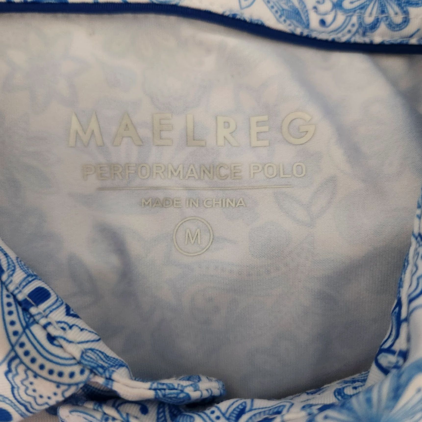 Vintage Maelreg Performance Polo Floral Paisley Pattern Blue Shirt Mens M Regular Short Sleeve Golf AOP Lightweight Stretch Breathable Button Logo Embroidered Size US M / EU 48-50 / 2 - 7 Thumbnail
