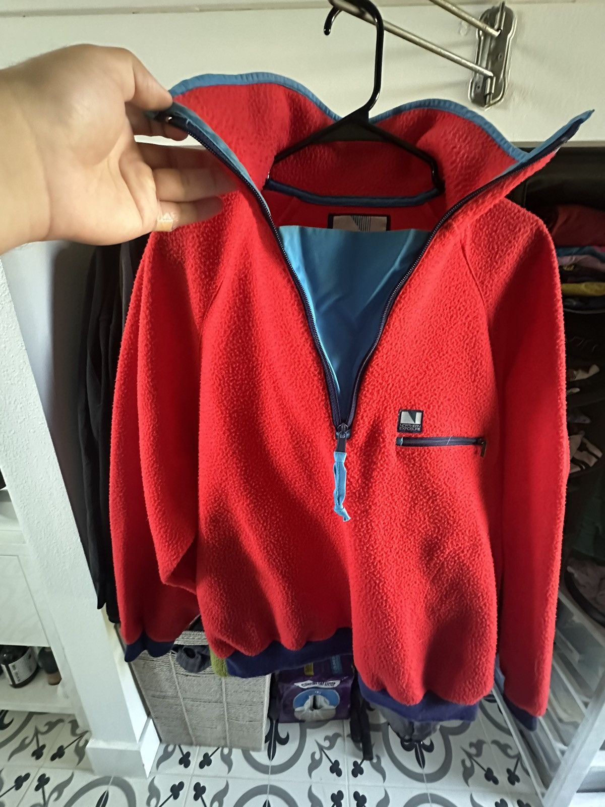 Streetwear × Vintage Red quarter zip fleece Size US L / EU 52-54 / 3 - 4 Thumbnail