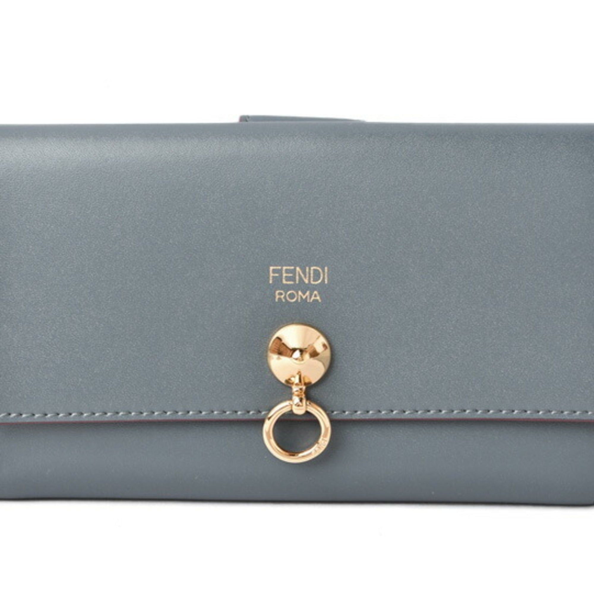 image of Fendi Wallet Medium Folding By The Way Calf Leather Blue 8M0383, Women's