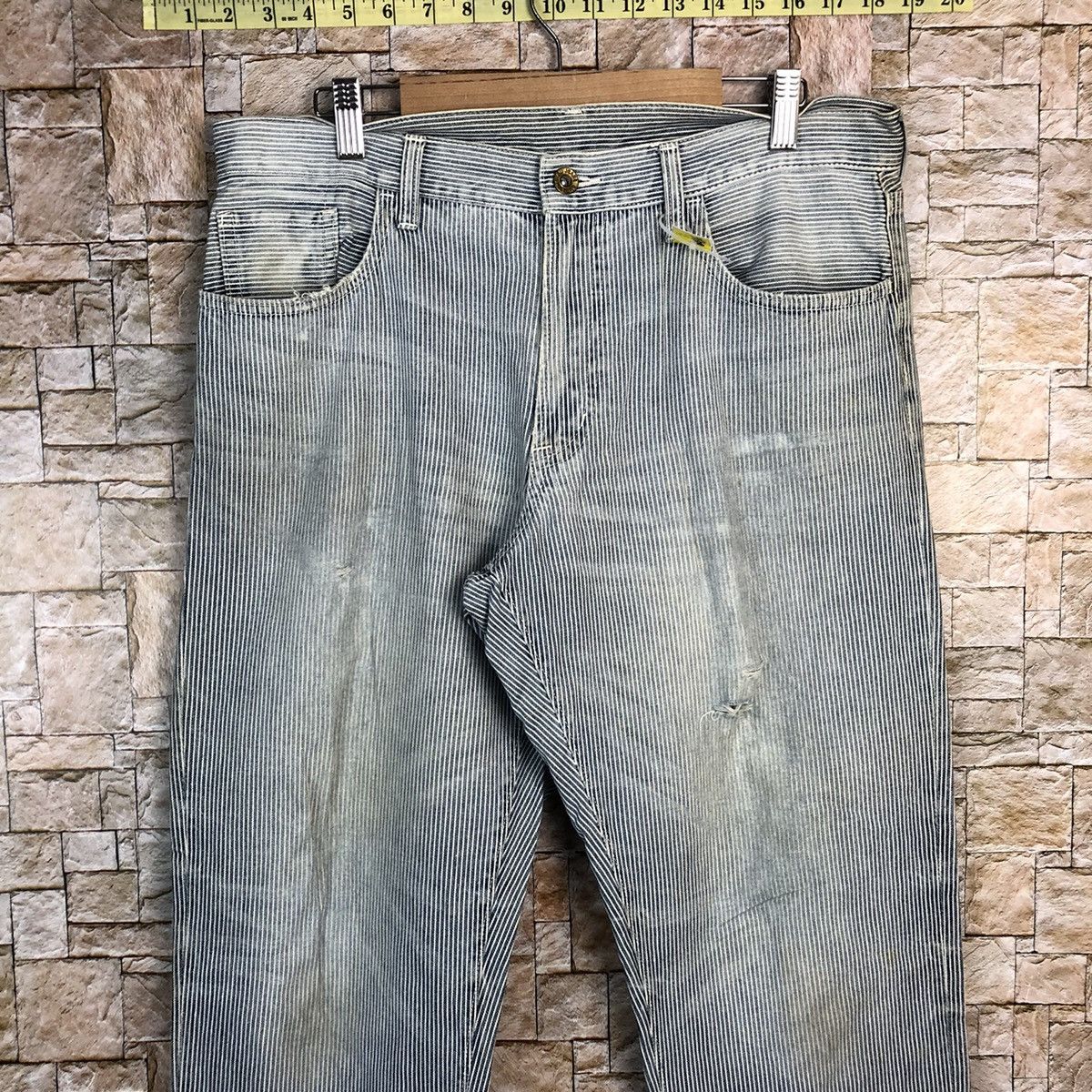 GU GU Grey Stripe Casual Pants #A346 Size US 33 - 5 Thumbnail