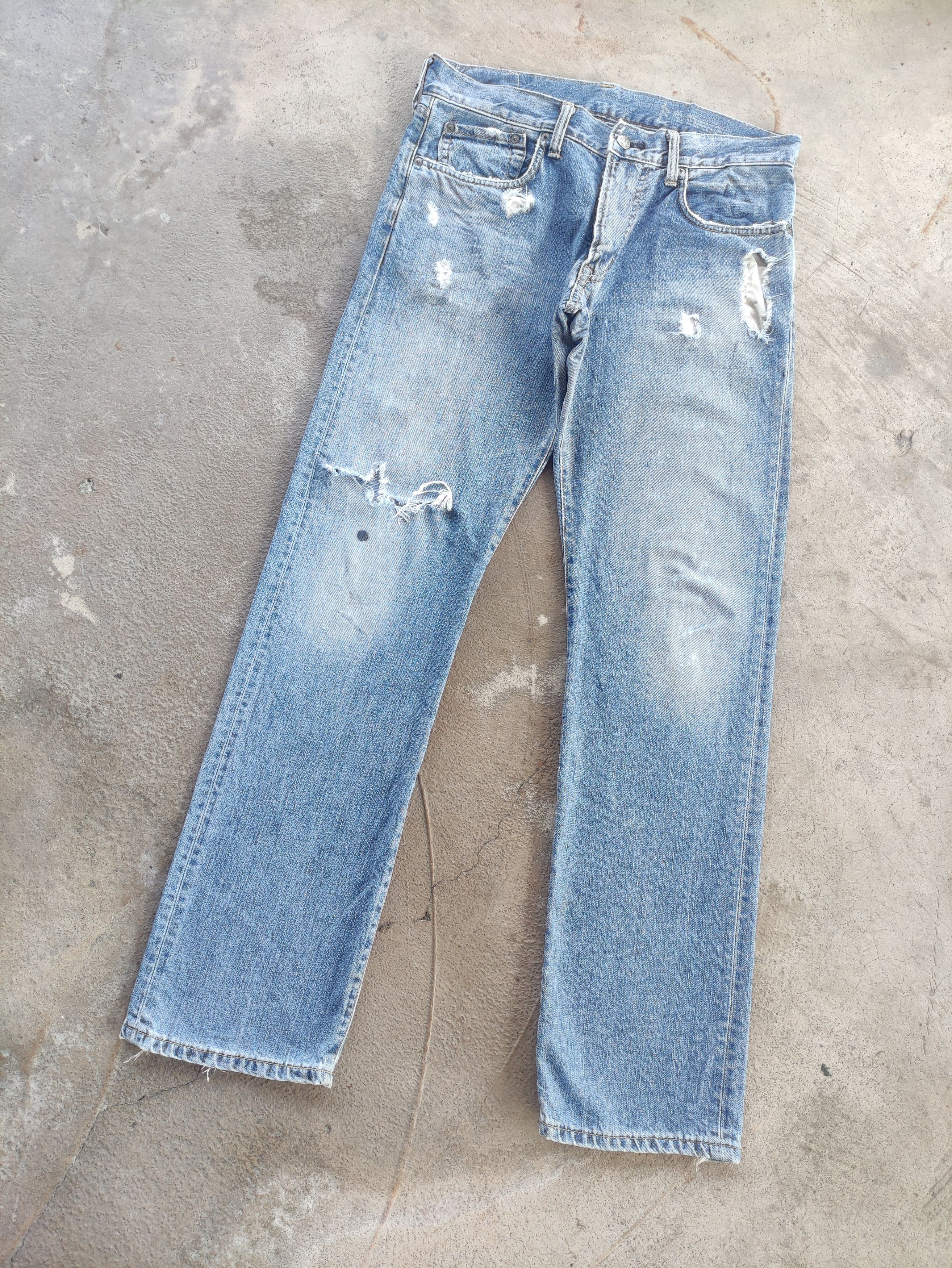 Edwin Vintage Edwin 503 Japan Distressed Faded Denim Jean Size US 34 / EU 50 - 2 Thumbnail