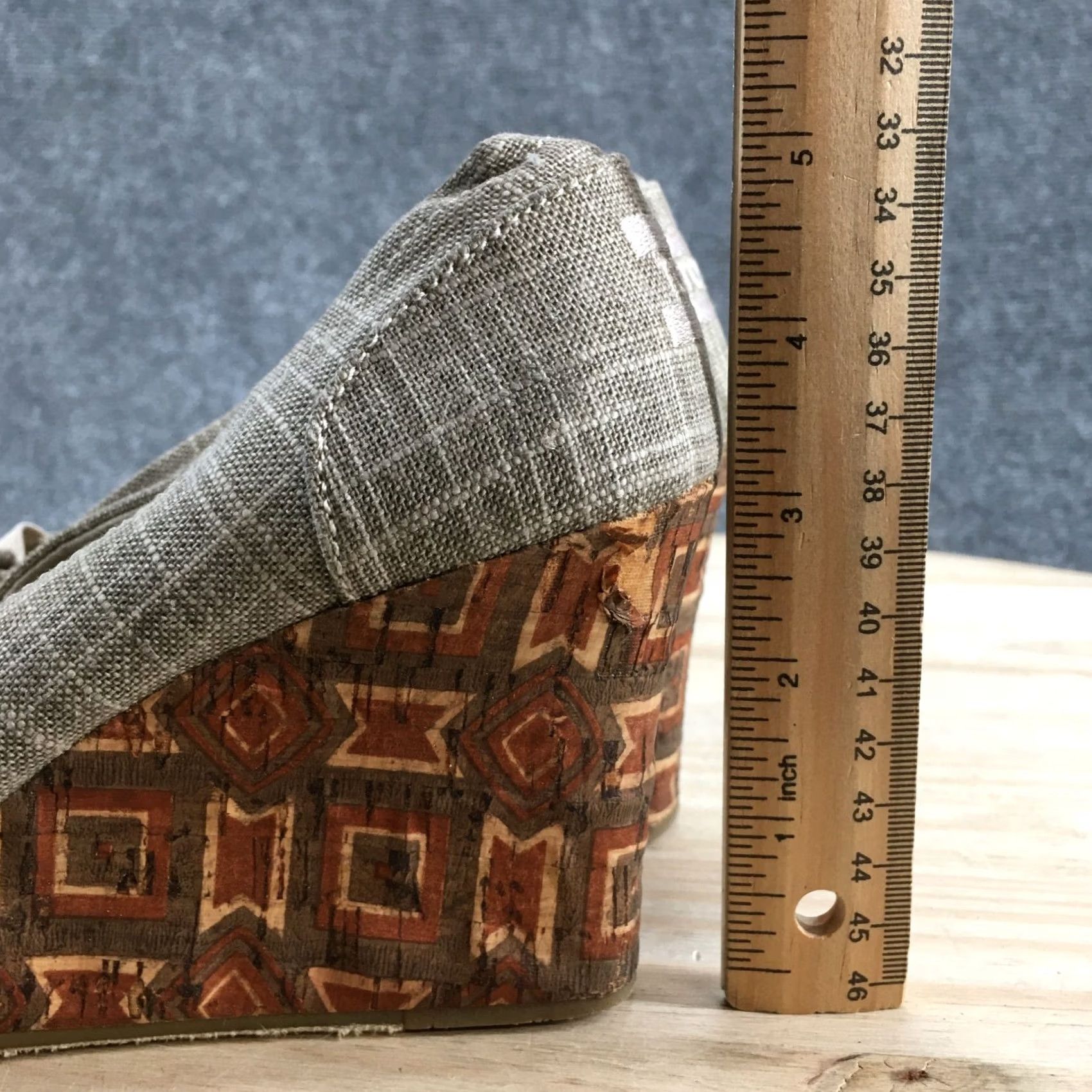 Toms TOMS Heels Womens 9.5 Classic Wedge Slip On Peep Toe Pumps Brown Fabric Casual Size US 10 / IT 40 - 7 Thumbnail